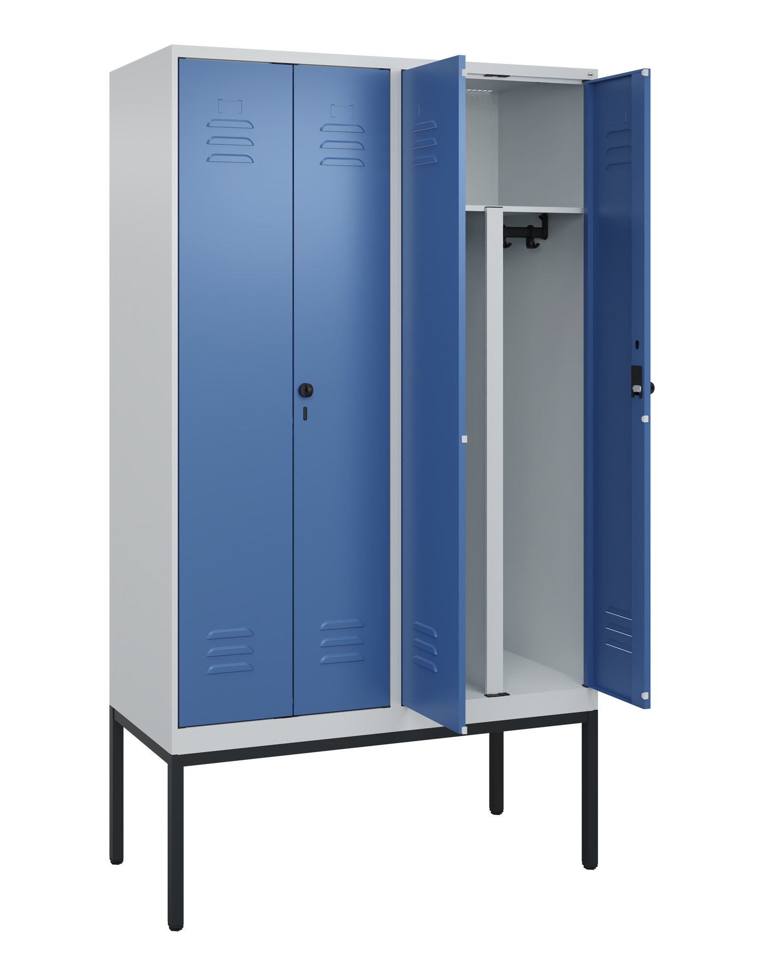 C+P PSA Doppel-Spind Classic PLUS, Gestell, 4 Abteile, 2120x1200x500mm, 7035/502 Produktbild img1 L