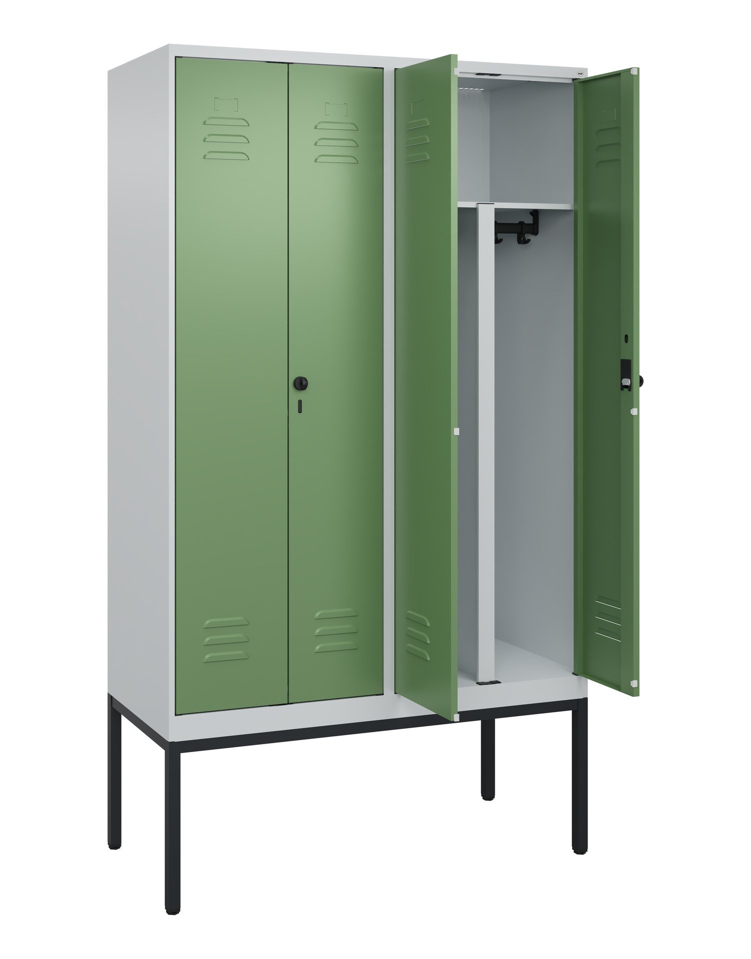 C+P PSA Doppel-Spind Classic PLUS, Gestell, 4 Abteile, 2120x1200x500mm, 7035/601 Produktbild img1 L