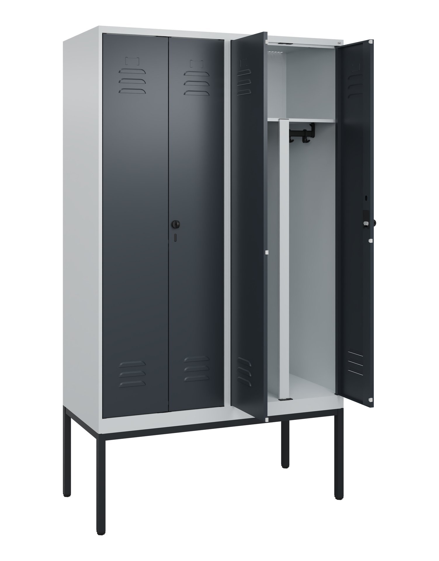 C+P PSA Doppel-Spind Classic PLUS, Gestell, 4 Abteile, 2120x1200x500mm, 7035/701 Produktbild img1 L