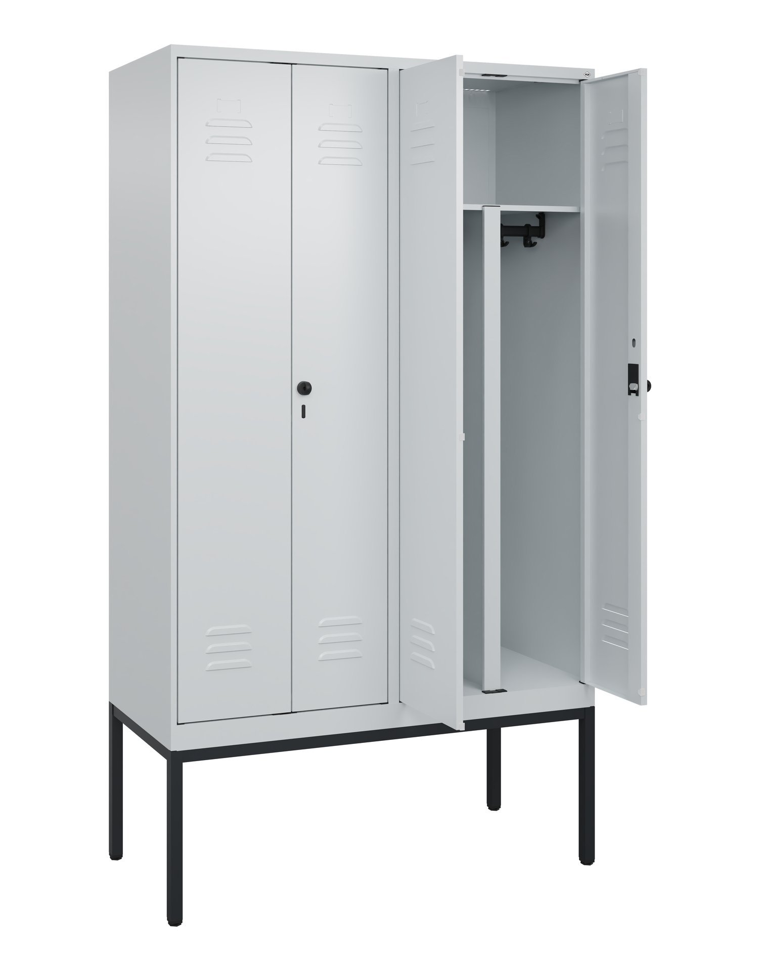 C+P PSA Doppel-Spind Classic PLUS, Gestell, 4 Abteile, 2120x1200x500mm, 7035/703 Produktbild img1 L
