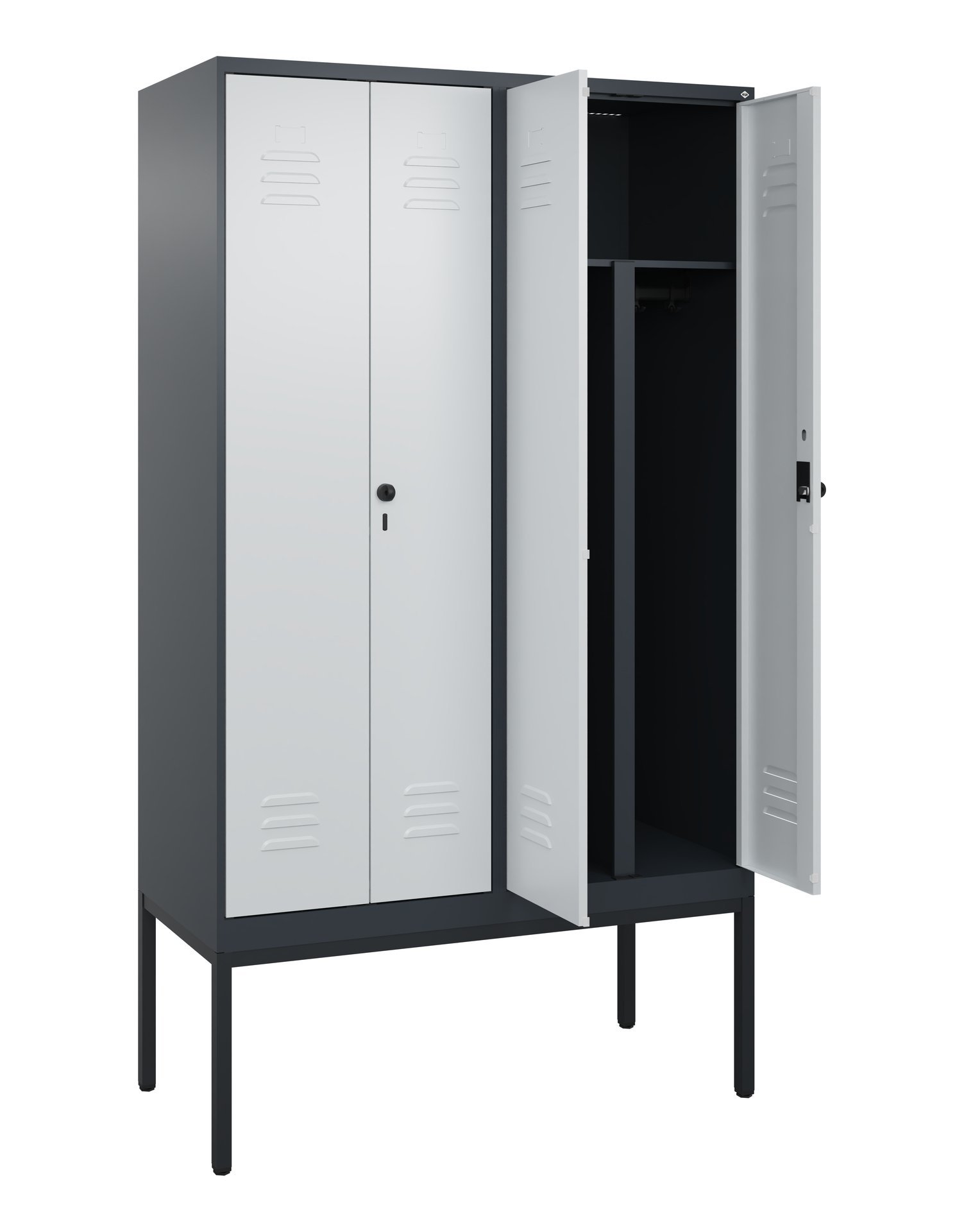 C+P PSA Doppel-Spind Classic PLUS, Gestell, 4 Abteile, 2120x1200x500mm, 7016/703 Produktbild img1 L