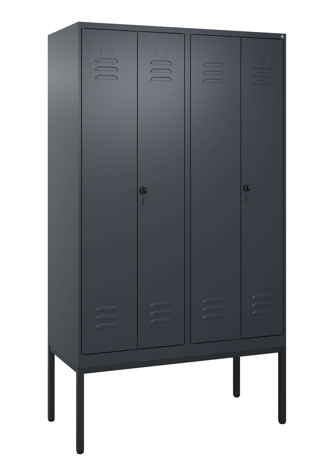 C+P Schwarz-Weiß-Spind Classic PLUS, Gestell, 4 Abteile, 2120x1200x500mm, 7016/7 Produktbild img2 L