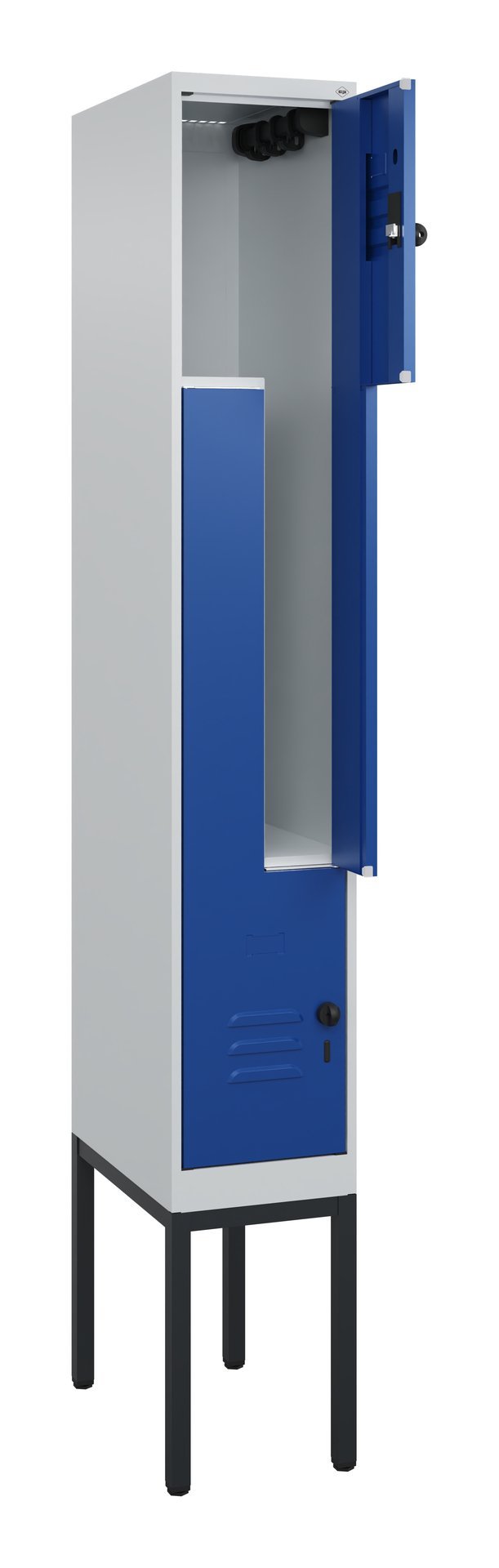 C+P Z-Spind Classic PLUS, Gestell, 2 Abteile, 2120x300x500mm, 7035/5010 Produktbild img1 L