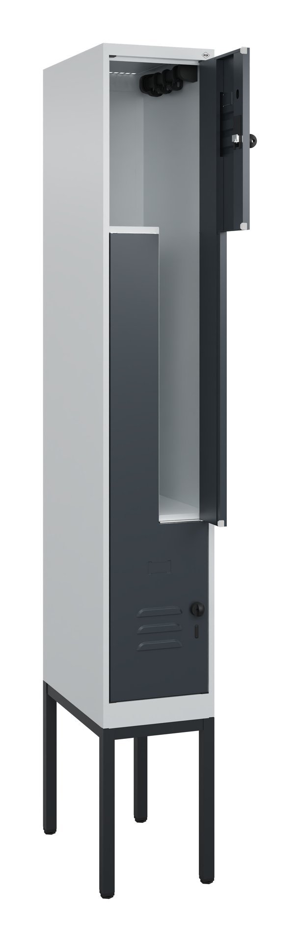 C+P Z-Spind Classic PLUS, Gestell, 2 Abteile, 2120x300x500mm, 7035/7016 Produktbild img1 L