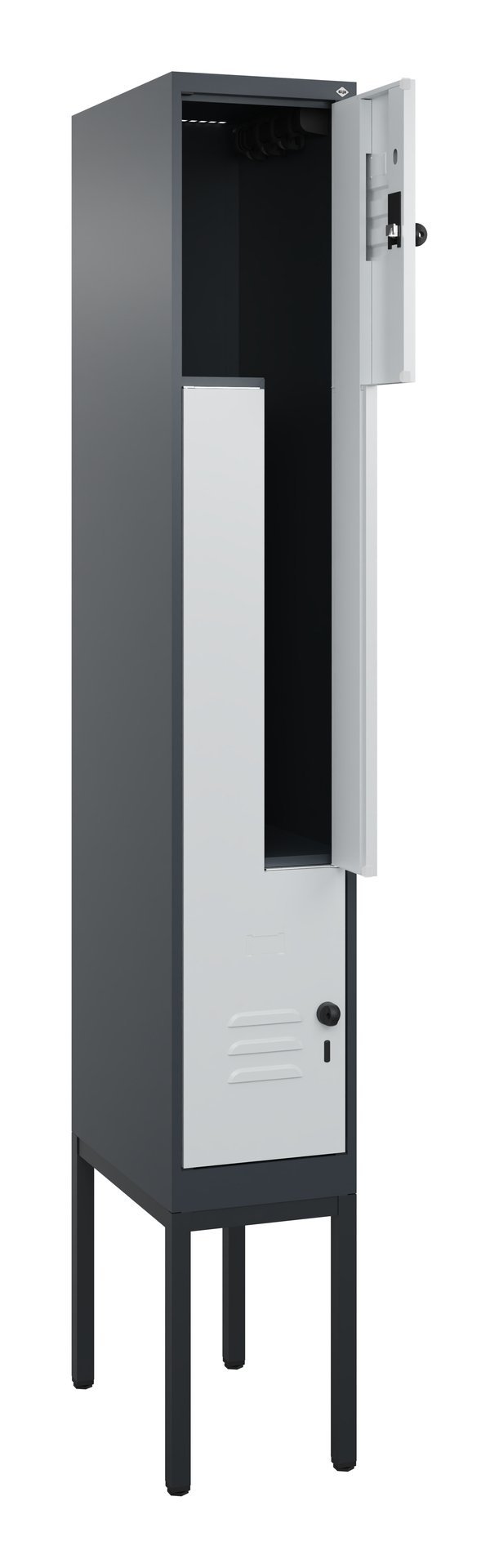 C+P Z-Spind Classic PLUS, Gestell, 2 Abteile, 2120x300x500mm, 7016/7035 Produktbild img1 L