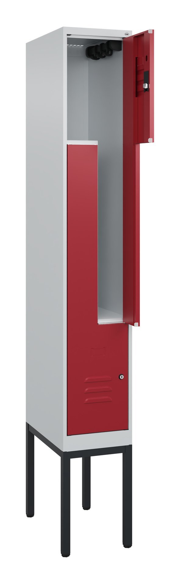 C+P Z-Spind Classic PLUS, Gestell, 2 Abteile, 2120x300x500mm, 7035/3003 Produktbild img1 L