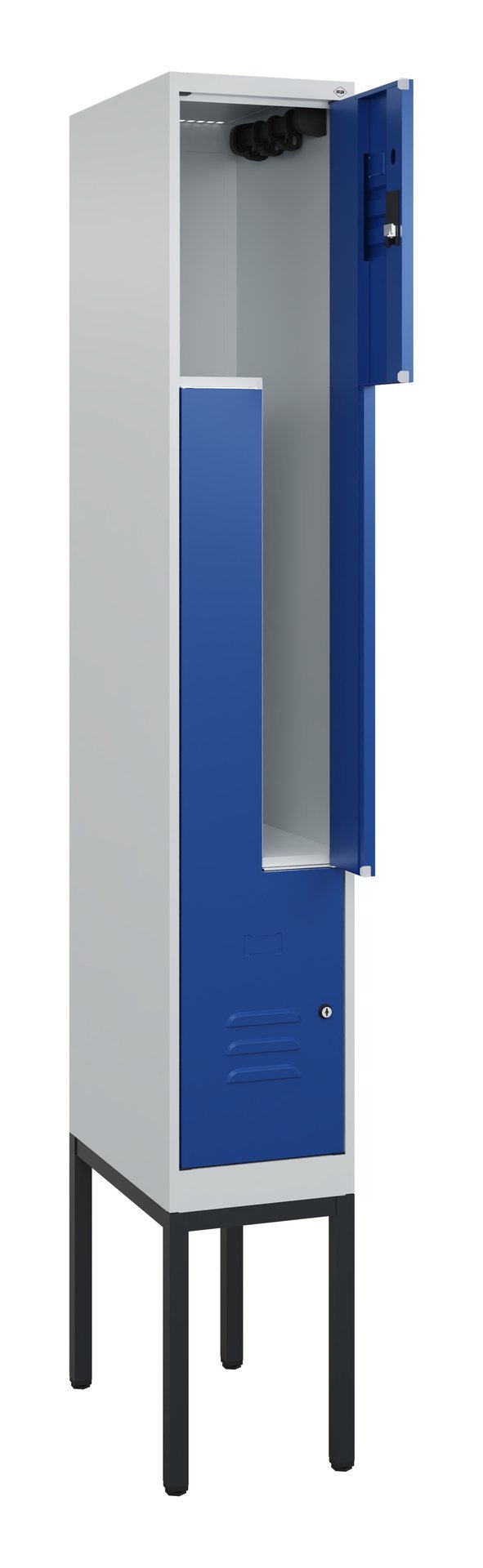 C+P Z-Spind Classic PLUS, Gestell, 2 Abteile, 2120x300x500mm, 7035/5010 Produktbild img1 L