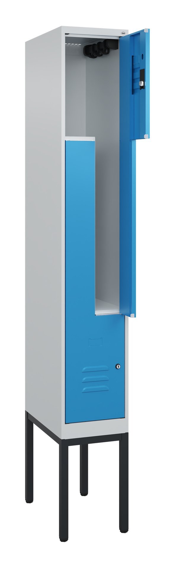 C+P Z-Spind Classic PLUS, Gestell, 2 Abteile, 2120x300x500mm, 7035/5012 Produktbild img1 L