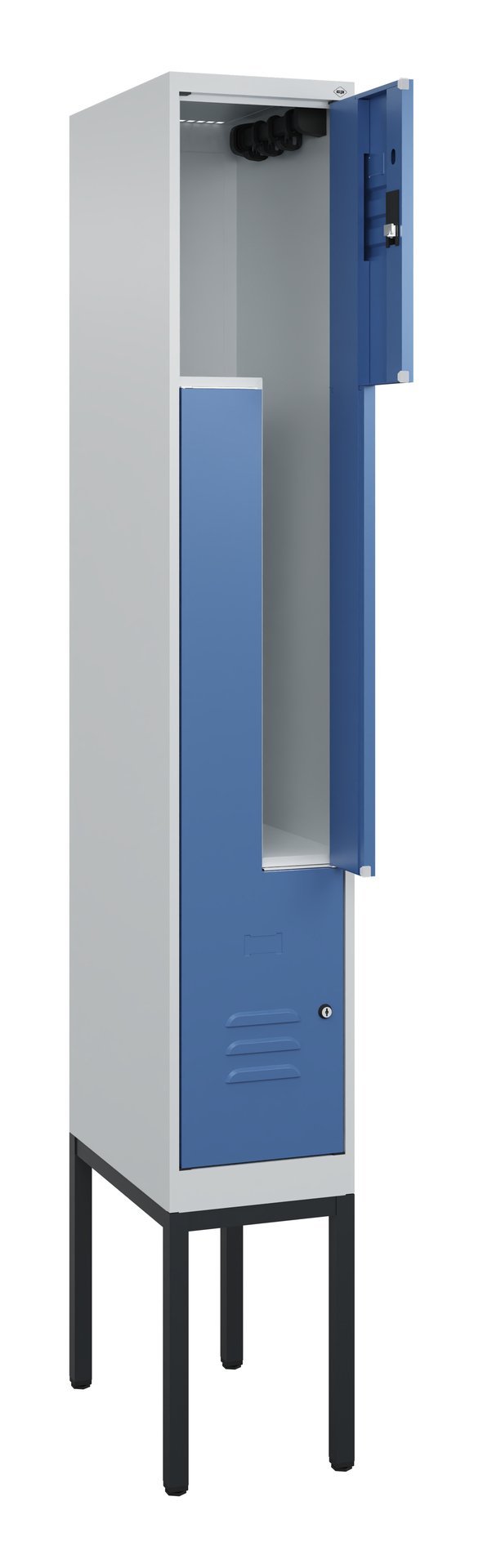C+P Z-Spind Classic PLUS, Gestell, 2 Abteile, 2120x300x500mm, 7035/5023 Produktbild img1 L