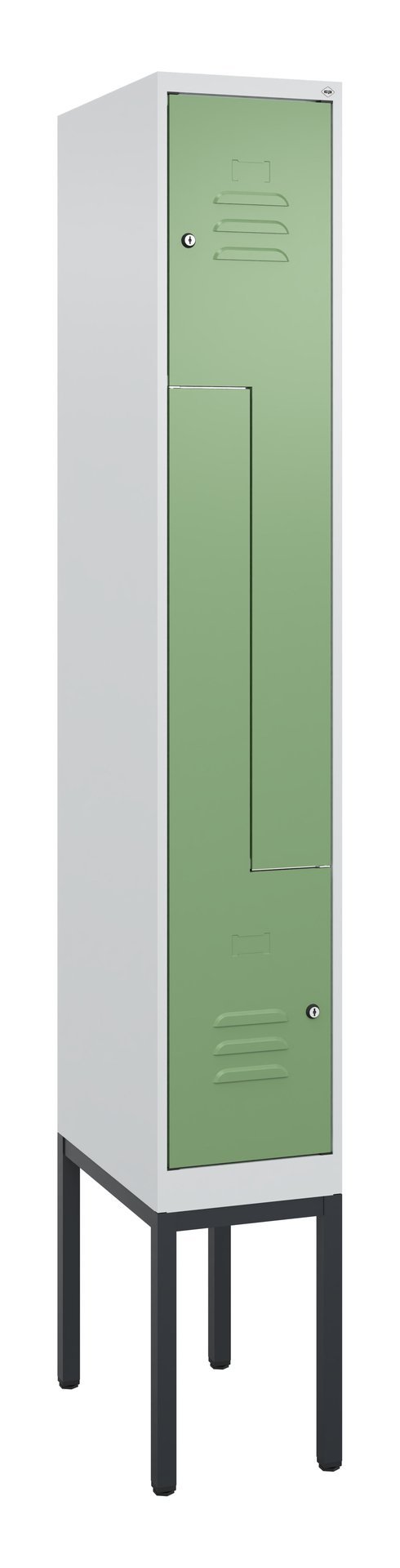 C+P Z-Spind Classic PLUS, Gestell, 2 Abteile, 2120x300x500mm, 7035/6011 Produktbild img2 L