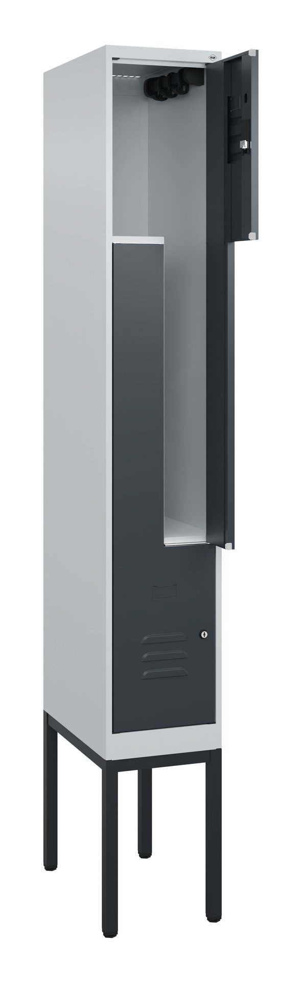 C+P Z-Spind Classic PLUS, Gestell, 2 Abteile, 2120x300x500mm, 7035/7016 Produktbild img1 L