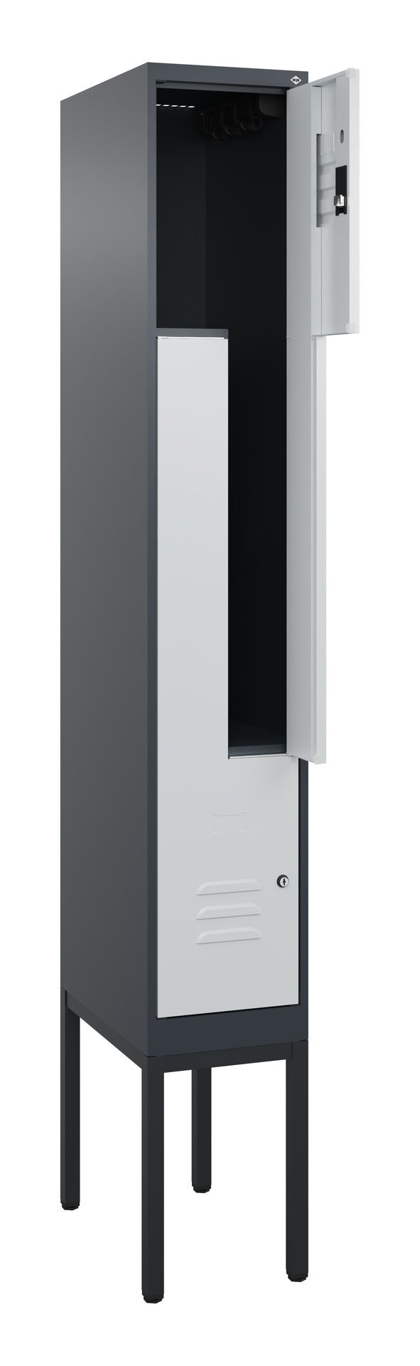 C+P Z-Spind Classic PLUS, Gestell, 2 Abteile, 2120x300x500mm, 7016/7035 Produktbild img1 L