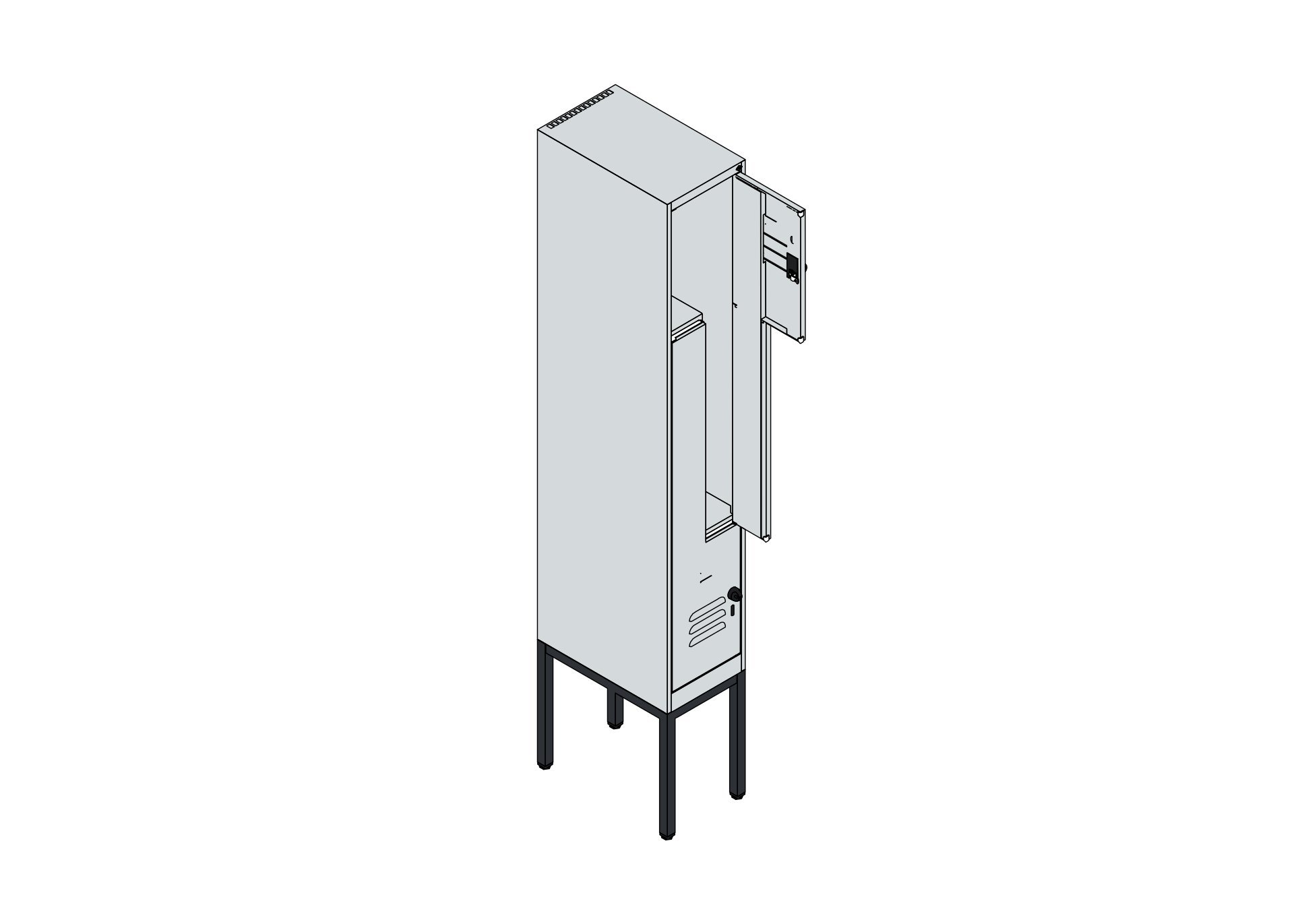 C+P Z-Spind Classic PLUS, Gestell, 2 Abteile, 2120x300x500mm, 7035/2004 Produktbild img5 L