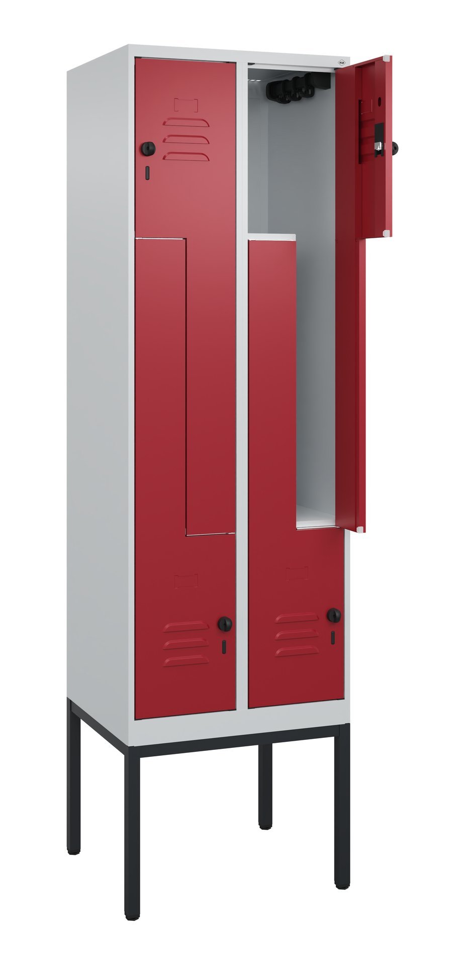 C+P Z-Spind Classic PLUS, Gestell, 4 Abteile, 2120x600x500mm, 7035/3003 Produktbild img1 L