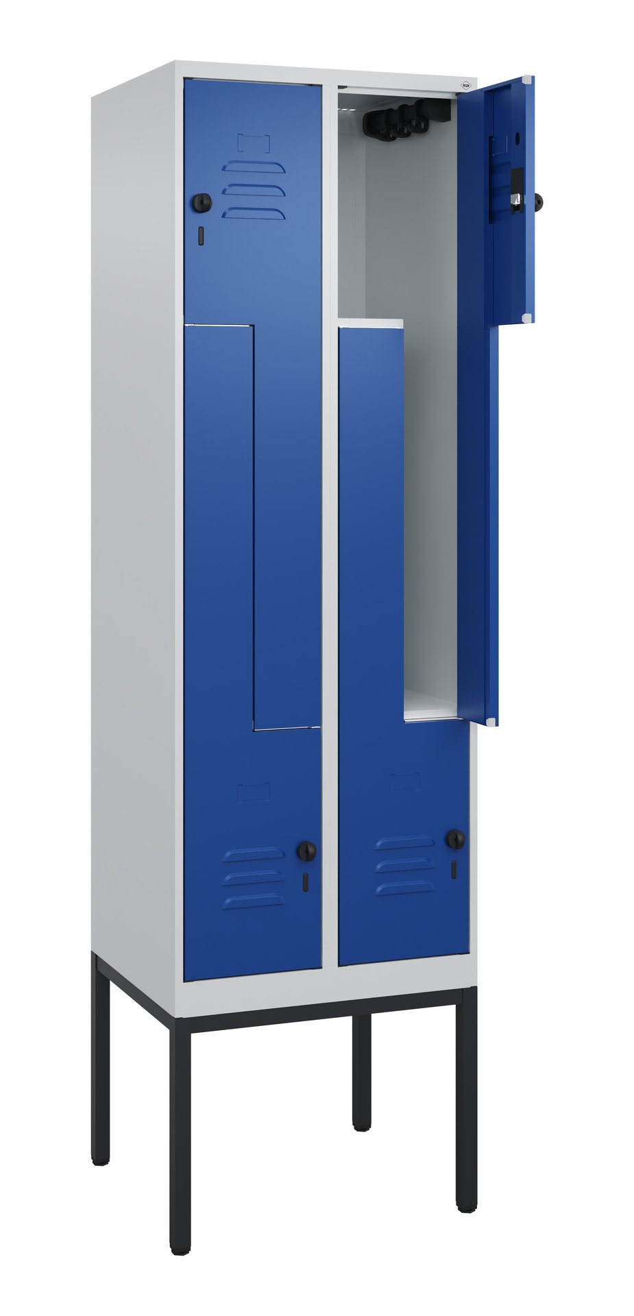 C+P Z-Spind Classic PLUS, Gestell, 4 Abteile, 2120x600x500mm, 7035/5010 Produktbild img1 L