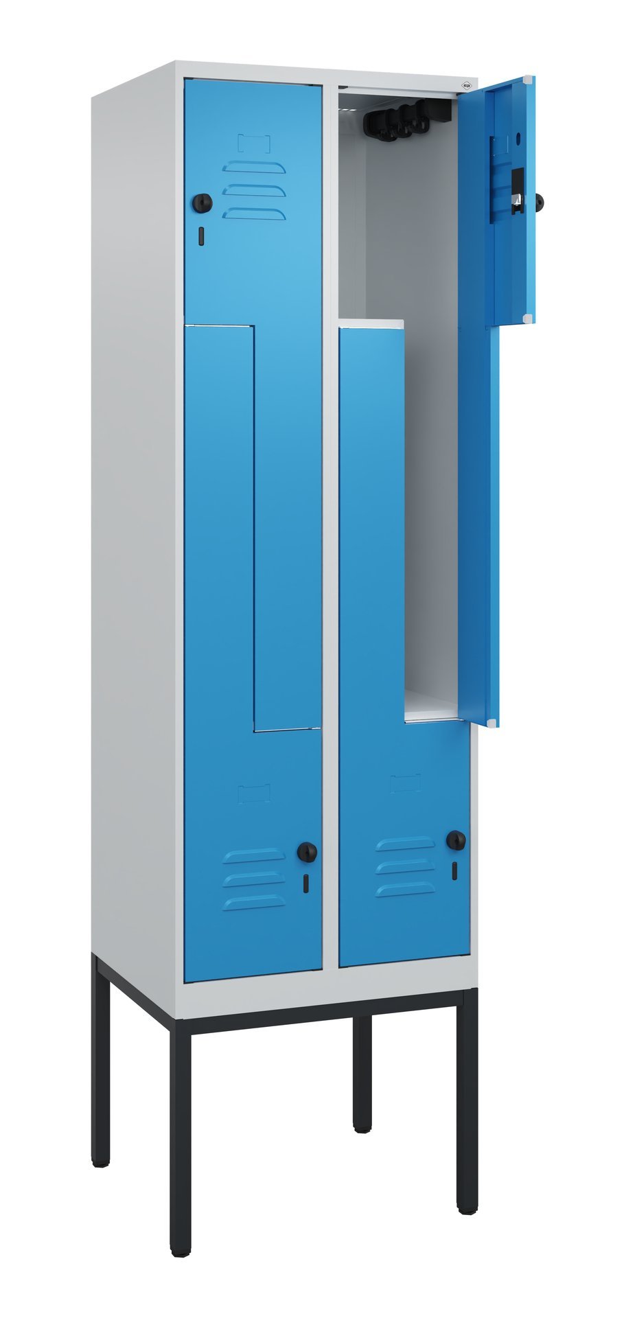 C+P Z-Spind Classic PLUS, Gestell, 4 Abteile, 2120x600x500mm, 7035/5012 Produktbild img1 L