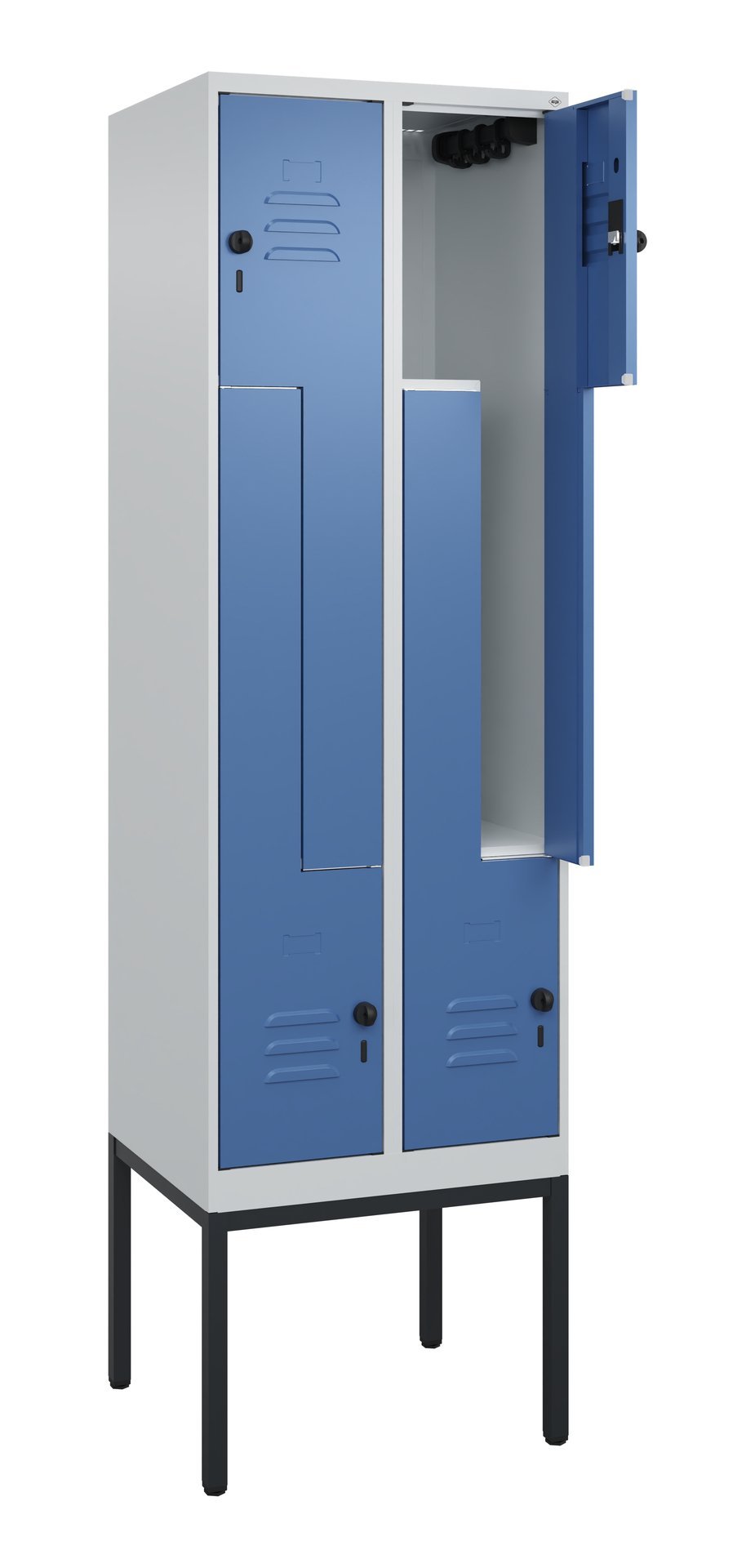 C+P Z-Spind Classic PLUS, Gestell, 4 Abteile, 2120x600x500mm, 7035/5023 Produktbild img1 L