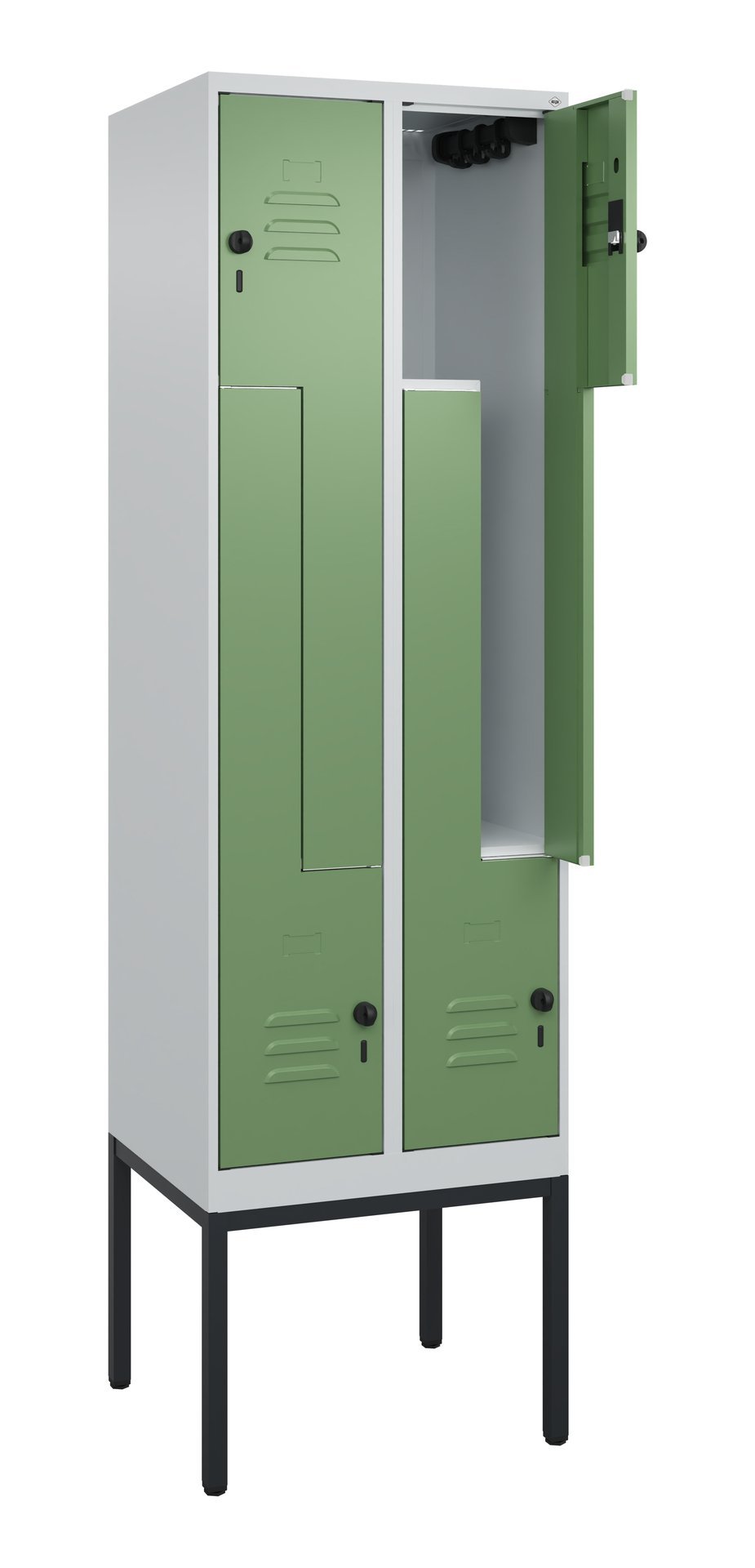 C+P Z-Spind Classic PLUS, Gestell, 4 Abteile, 2120x600x500mm, 7035/6011 Produktbild img1 L