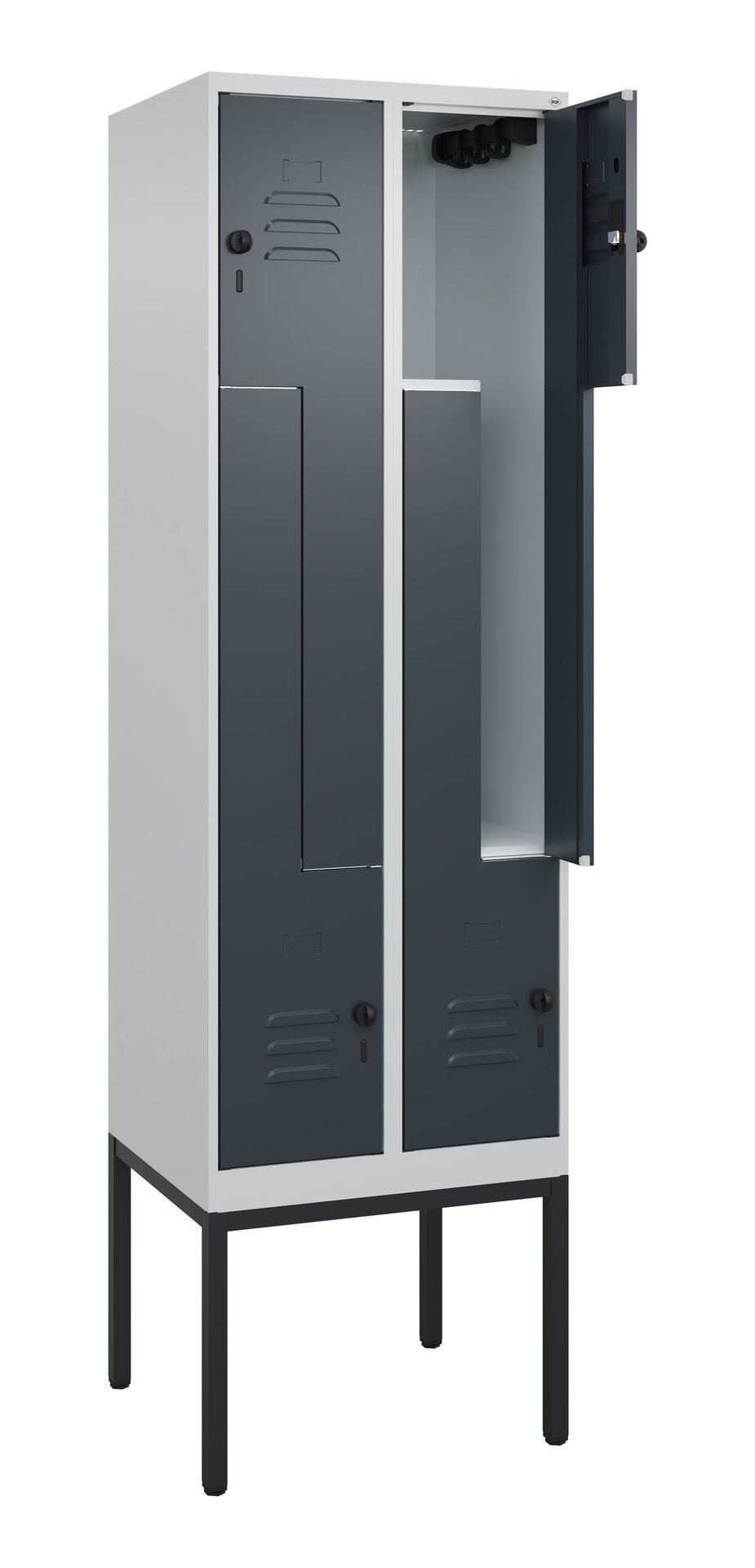 C+P Z-Spind Classic PLUS, Gestell, 4 Abteile, 2120x600x500mm, 7035/7016 Produktbild img1 L