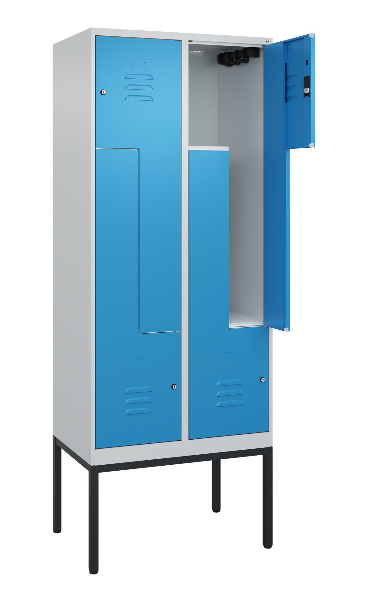 C+P Z-Spind Classic PLUS, Gestell, 4 Abteile, 2120x800x500mm, 7035/5012 Produktbild img1 L