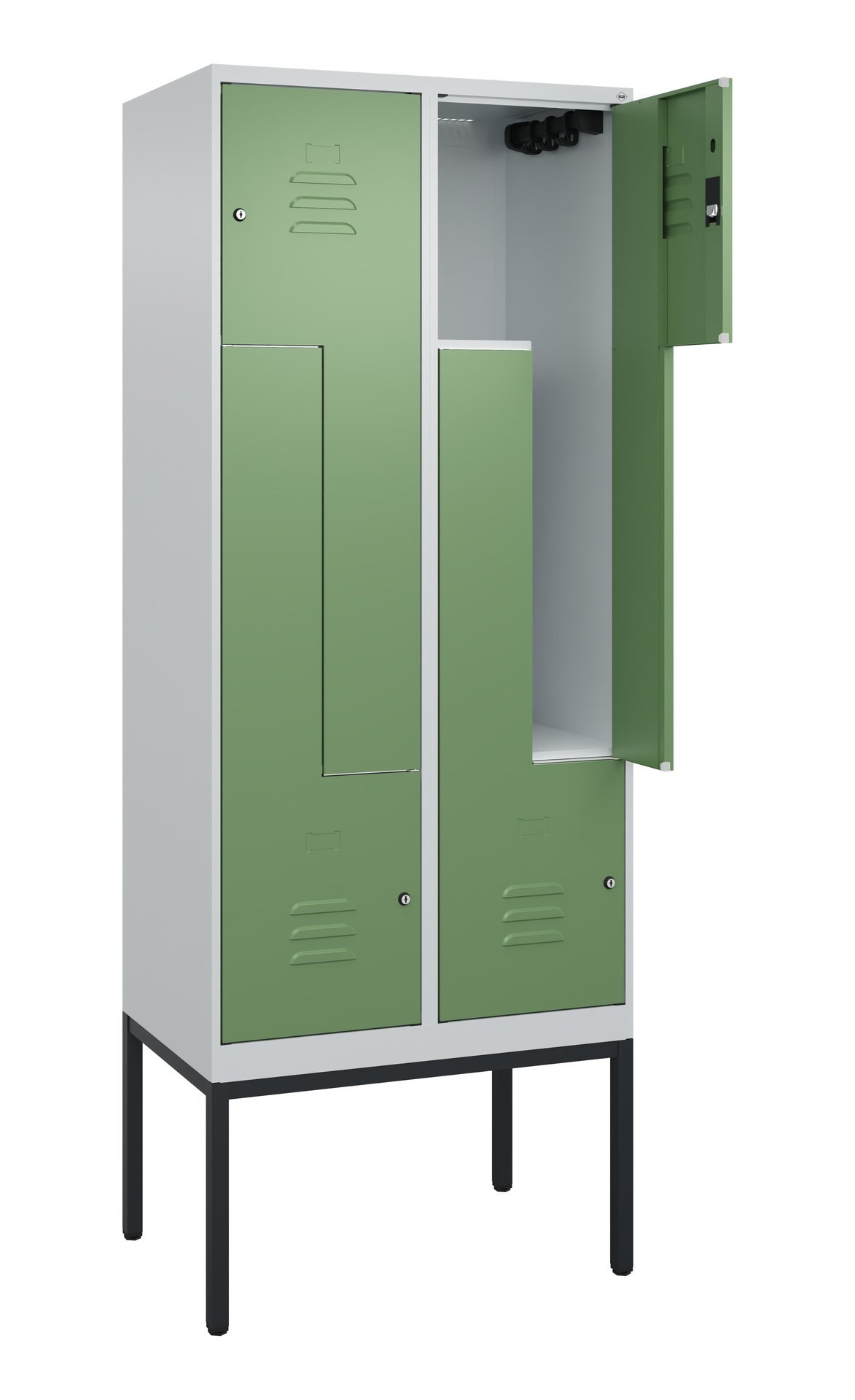 C+P Z-Spind Classic PLUS, Gestell, 4 Abteile, 2120x800x500mm, 7035/6011 Produktbild img1 L