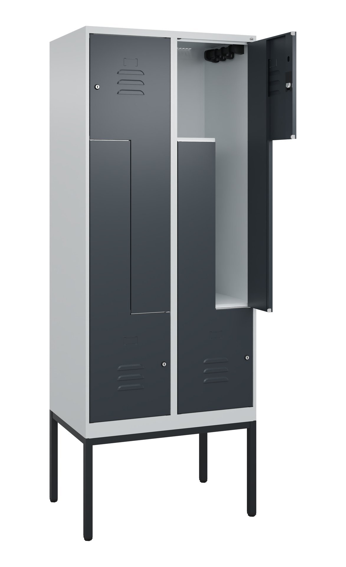 C+P Z-Spind Classic PLUS, Gestell, 4 Abteile, 2120x800x500mm, 7035/7016 Produktbild img1 L