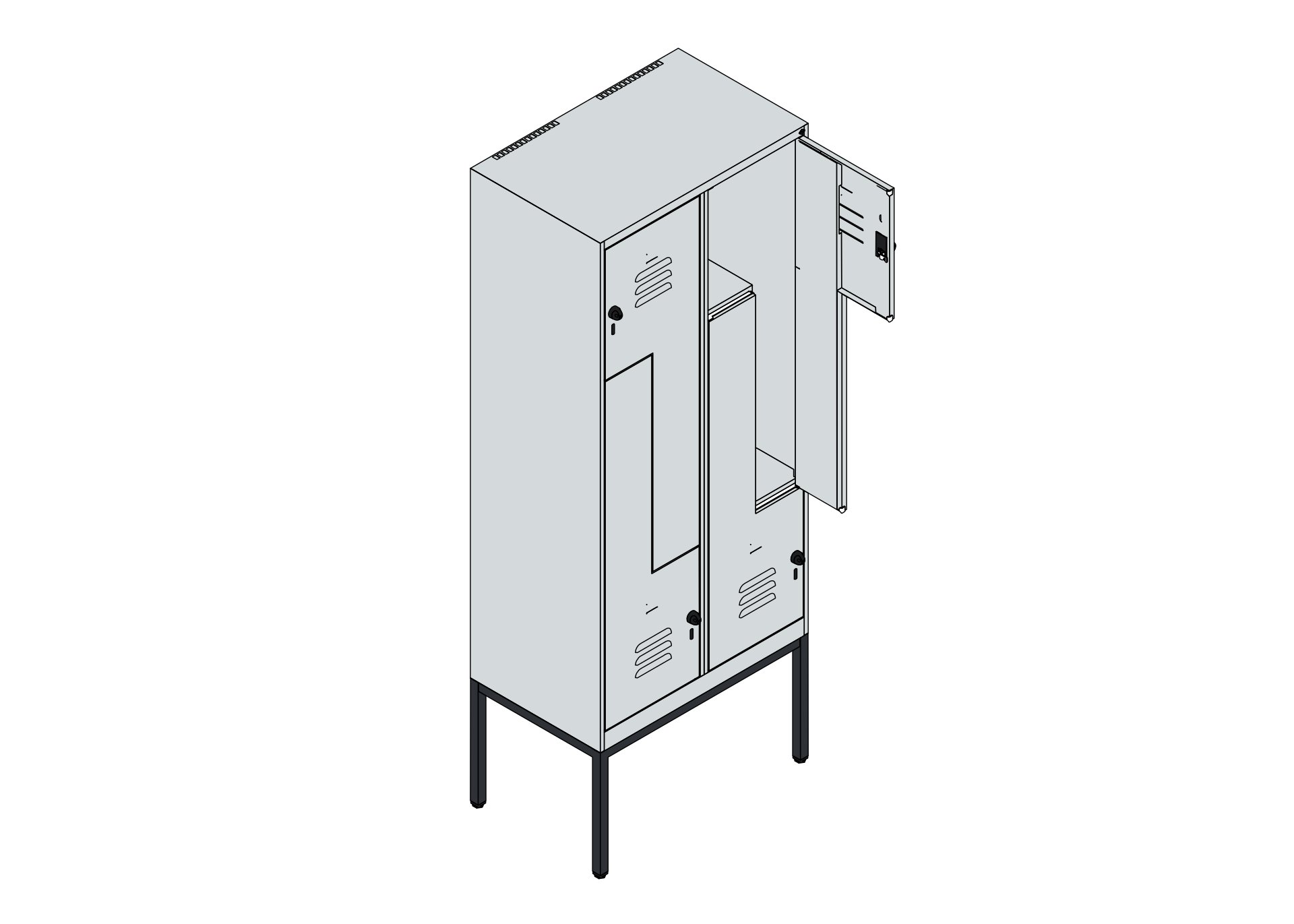 C+P Z-Spind Classic PLUS, Gestell, 4 Abteile, 2120x800x500mm, 7035/5010 Produktbild img5 L