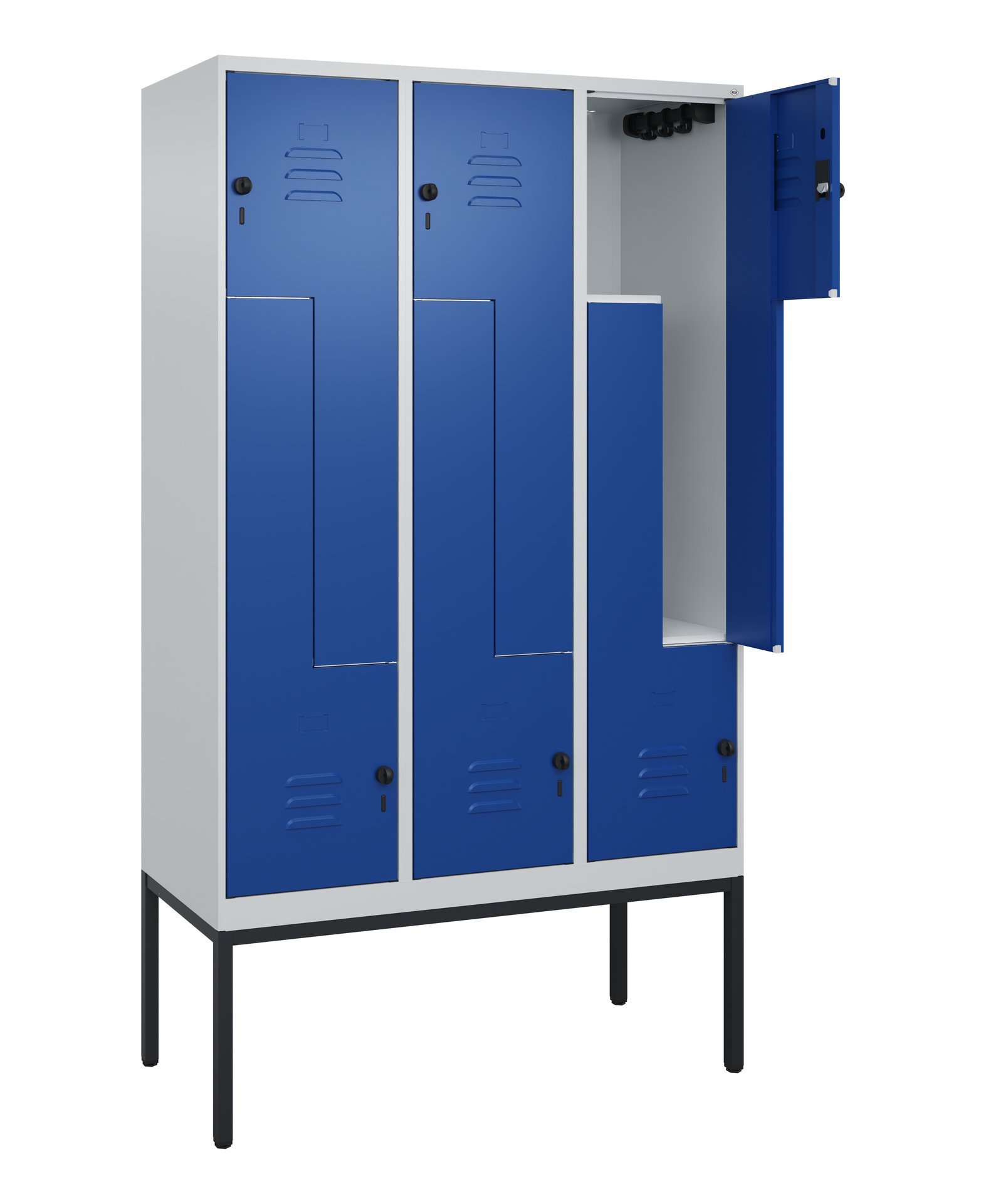C+P Z-Spind Classic PLUS, Gestell, 6 Abteile, 2120x1200x500mm, 7035/5010 Produktbild img1 L
