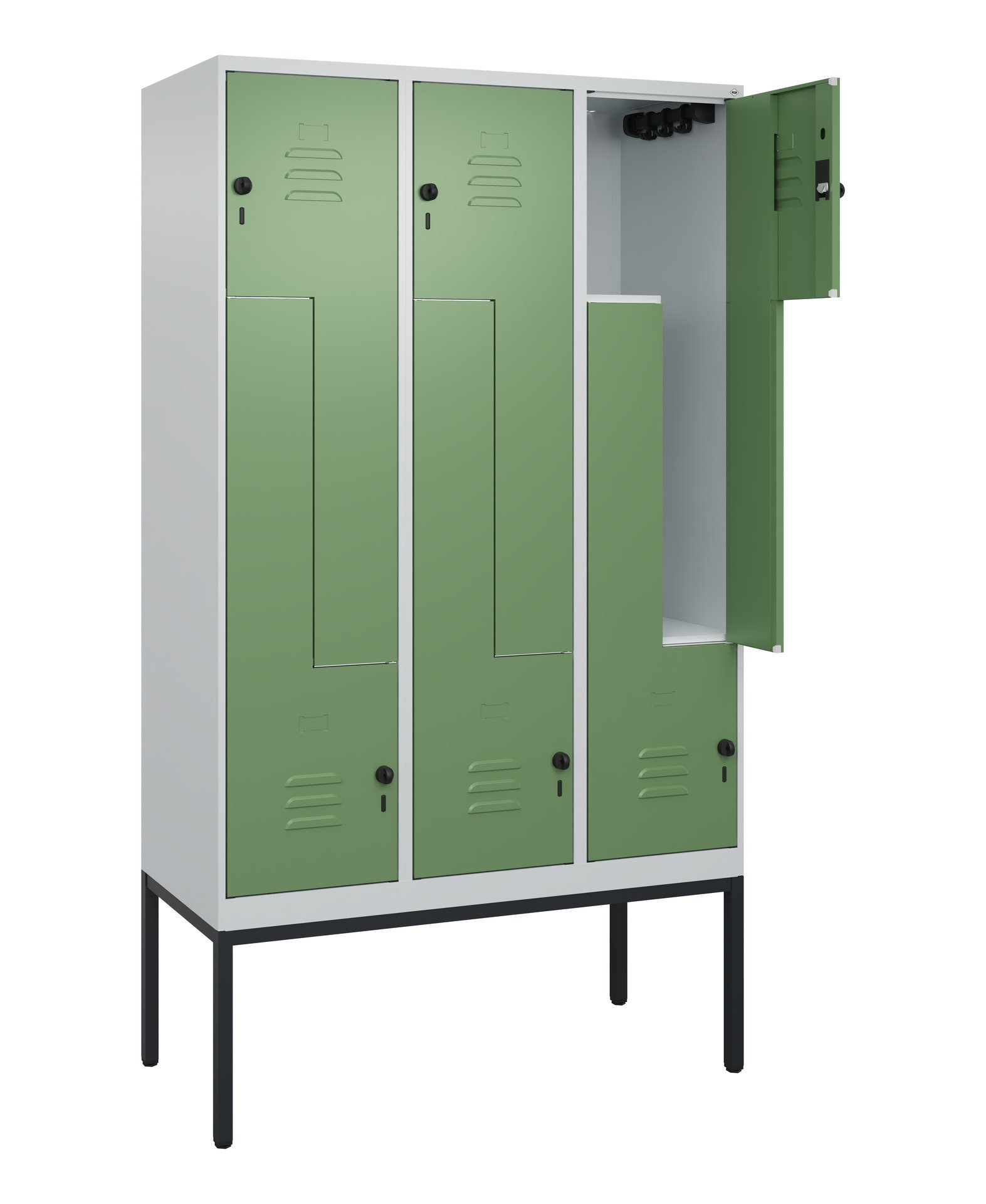 C+P Z-Spind Classic PLUS, Gestell, 6 Abteile, 2120x1200x500mm, 7035/6011 Produktbild img1 L