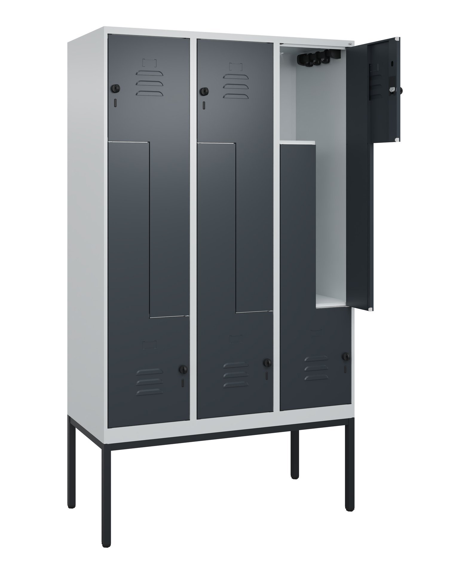 C+P Z-Spind Classic PLUS, Gestell, 6 Abteile, 2120x1200x500mm, 7035/7016 Produktbild img1 L