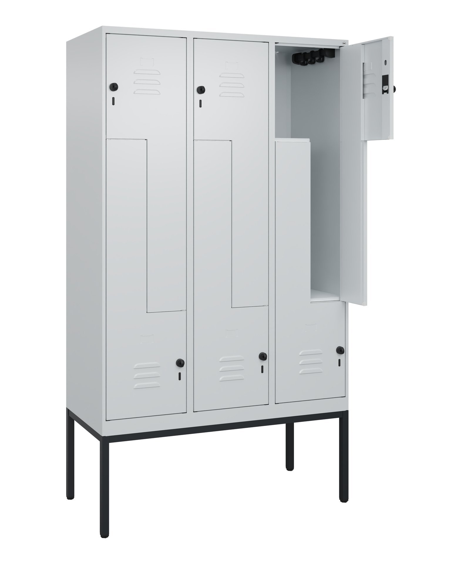C+P Z-Spind Classic PLUS, Gestell, 6 Abteile, 2120x1200x500mm, 7035/7035 Produktbild img1 L