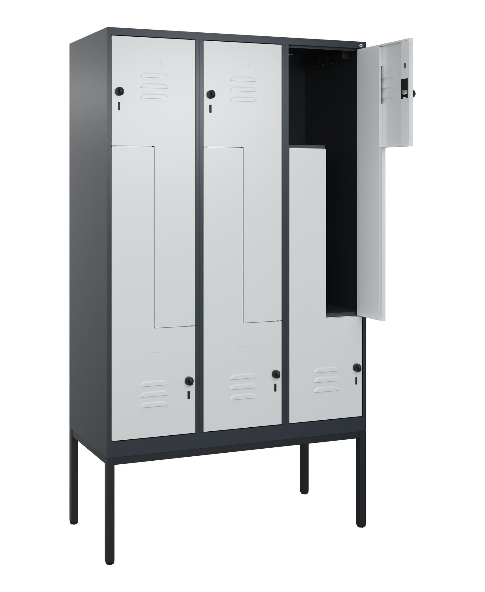 C+P Z-Spind Classic PLUS, Gestell, 6 Abteile, 2120x1200x500mm, 7016/7035 Produktbild img1 L