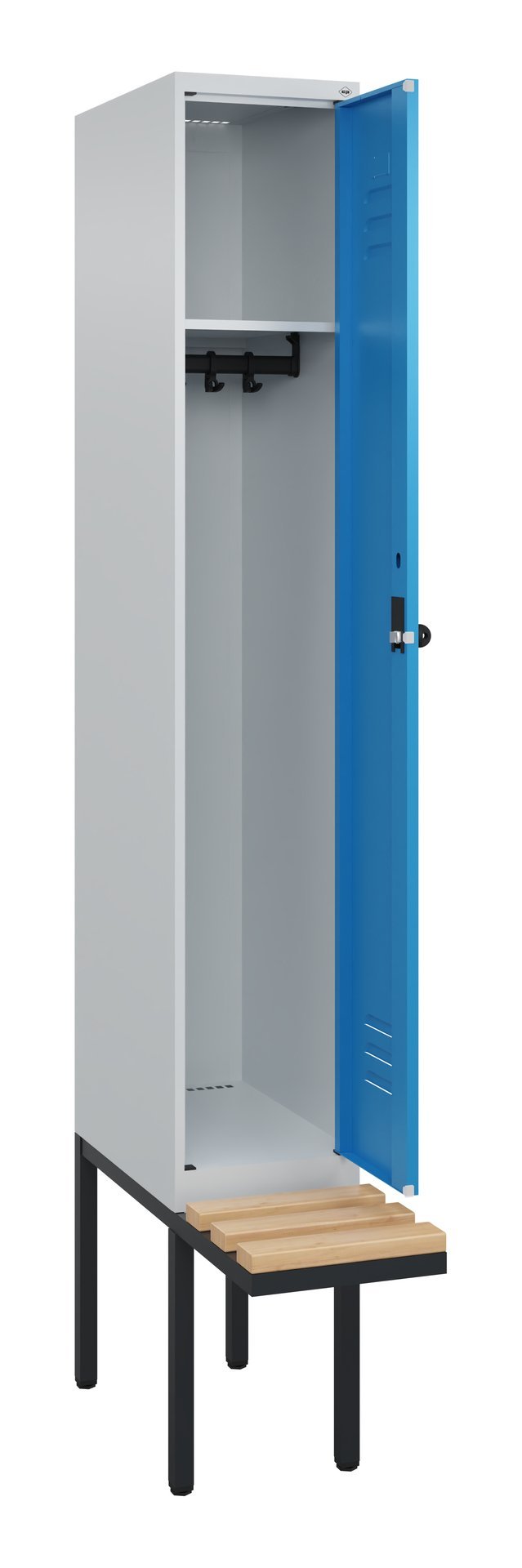 C+P Spind Classic PLUS, Bank, 1 Abteil, 2120x300x815mm, 7035/5012 Produktbild img1 L