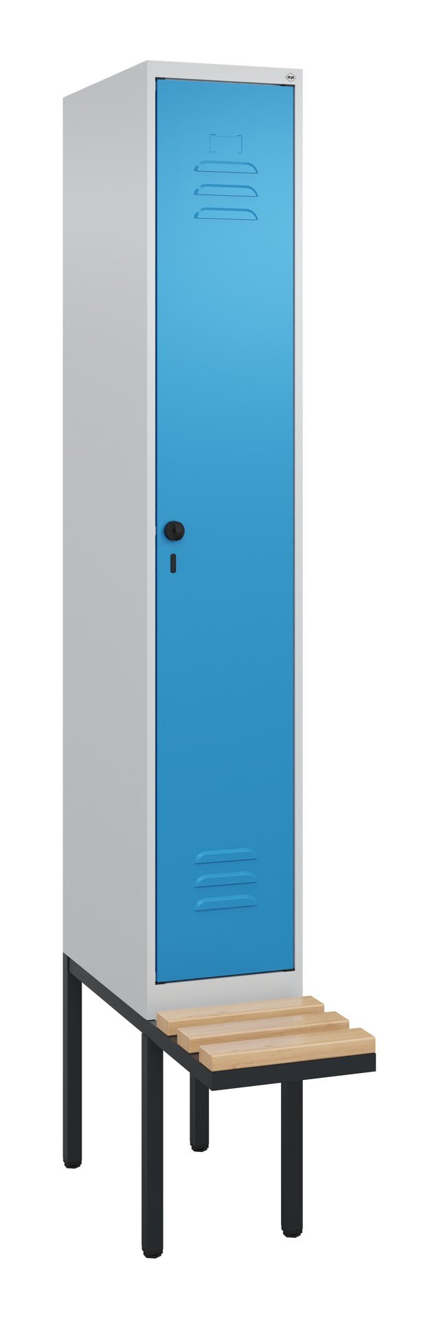C+P Spind Classic PLUS, Bank, 1 Abteil, 2120x300x815mm, 7035/5012 Produktbild img2 L