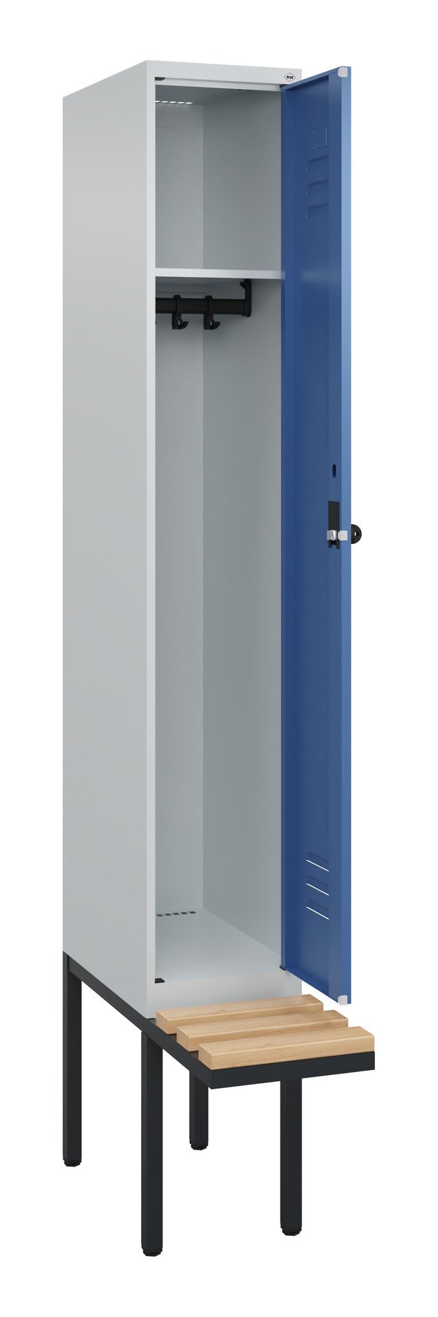 C+P Spind Classic PLUS, Bank, 1 Abteil, 2120x300x815mm, 7035/5023 Produktbild img1 L