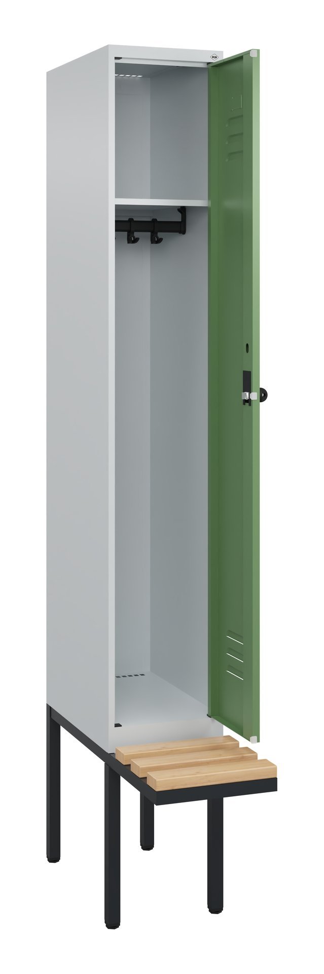 C+P Spind Classic PLUS, Bank, 1 Abteil, 2120x300x815mm, 7035/6011 Produktbild img1 L