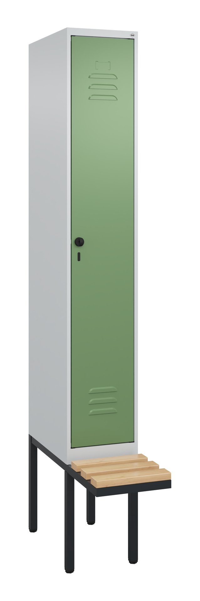 C+P Spind Classic PLUS, Bank, 1 Abteil, 2120x300x815mm, 7035/6011 Produktbild img2 L