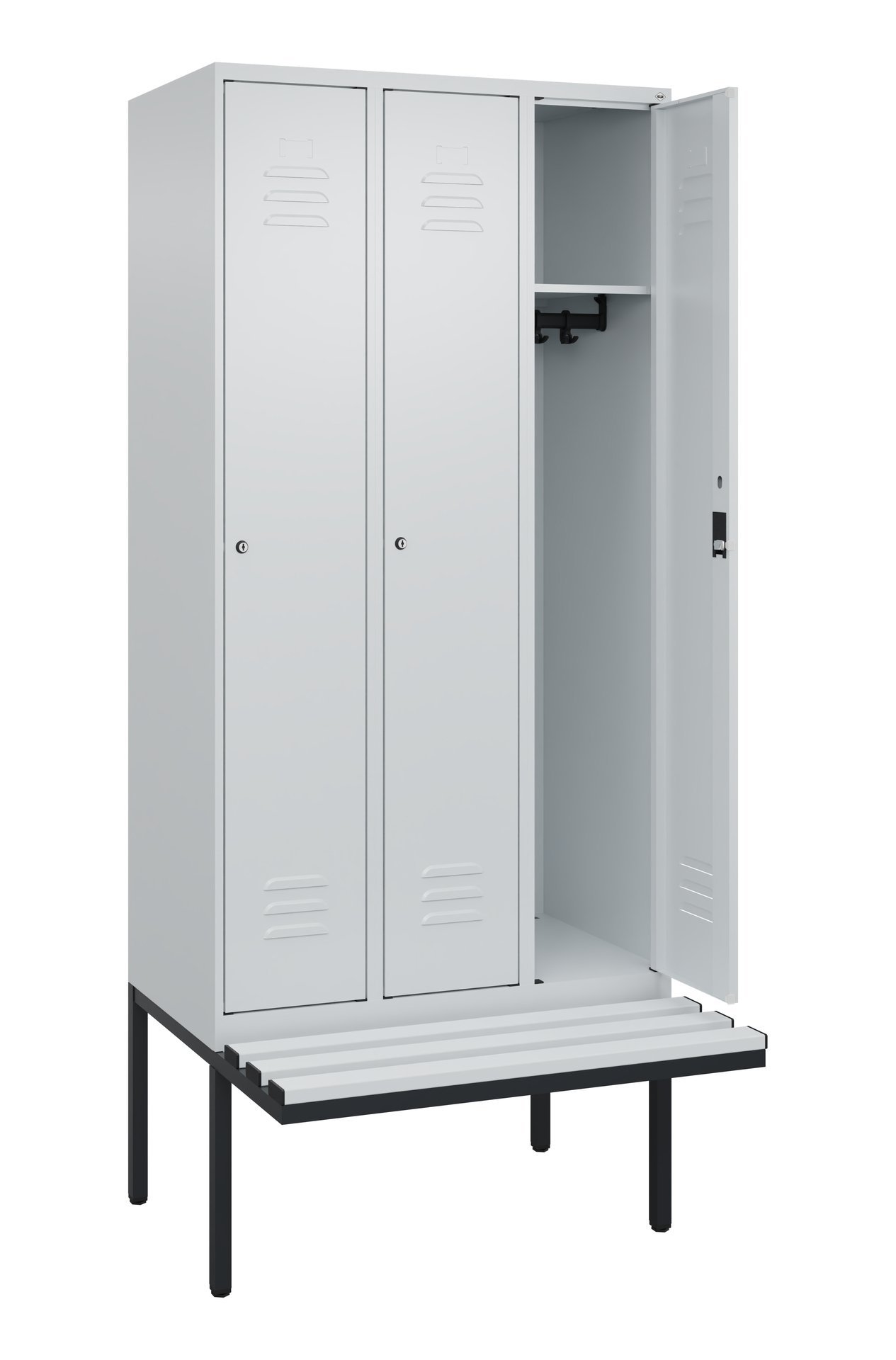 C+P Spind Classic PLUS, Bank, 3 Abteile, 2120x900x815mm, 7035/7035 Produktbild img1 L