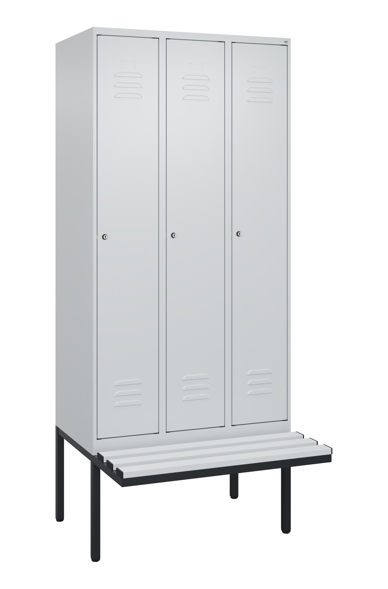 C+P Spind Classic PLUS, Bank, 3 Abteile, 2120x900x815mm, 7035/7035 Produktbild img2 L