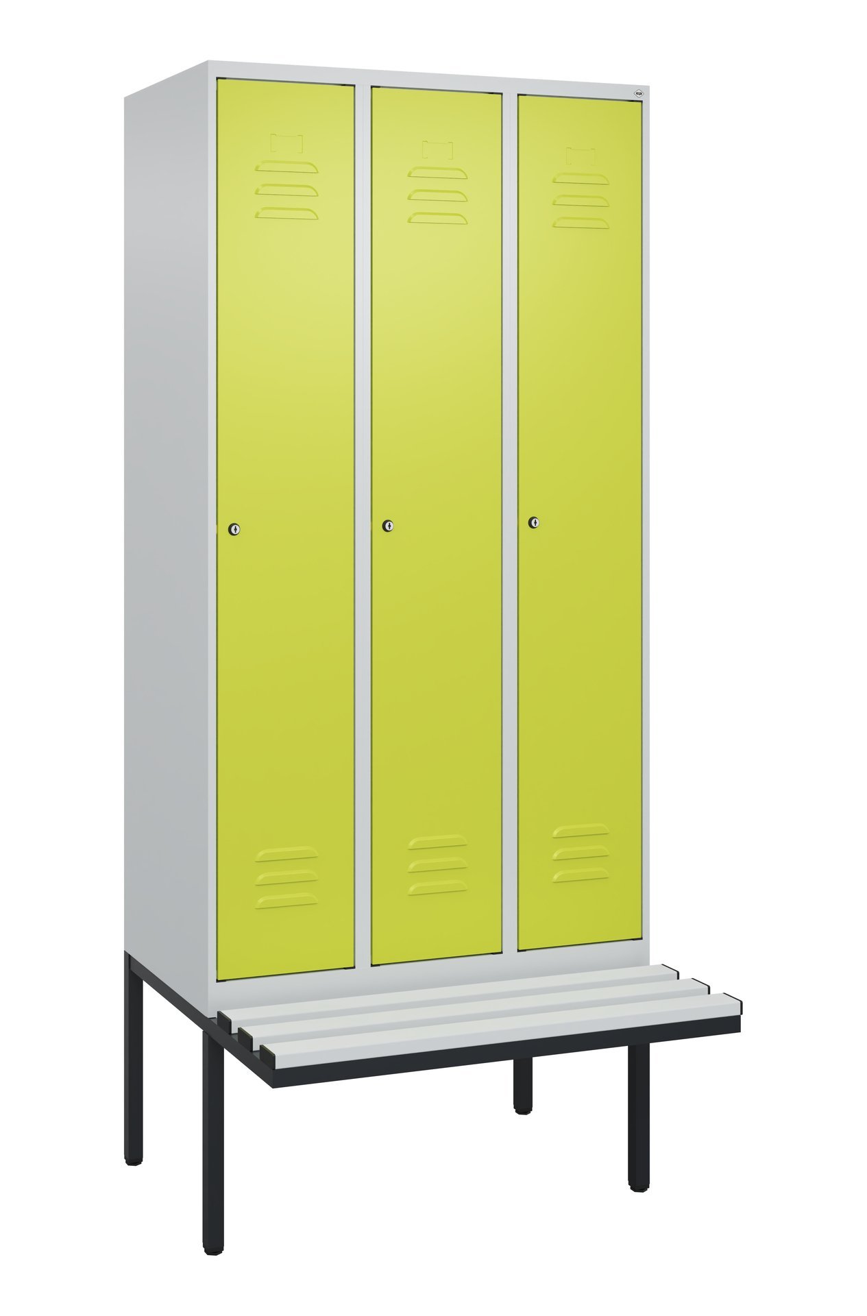C+P Spind Classic PLUS, Bank, 3 Abteile, 2120x900x815mm, 7035/0024 Produktbild img2 L