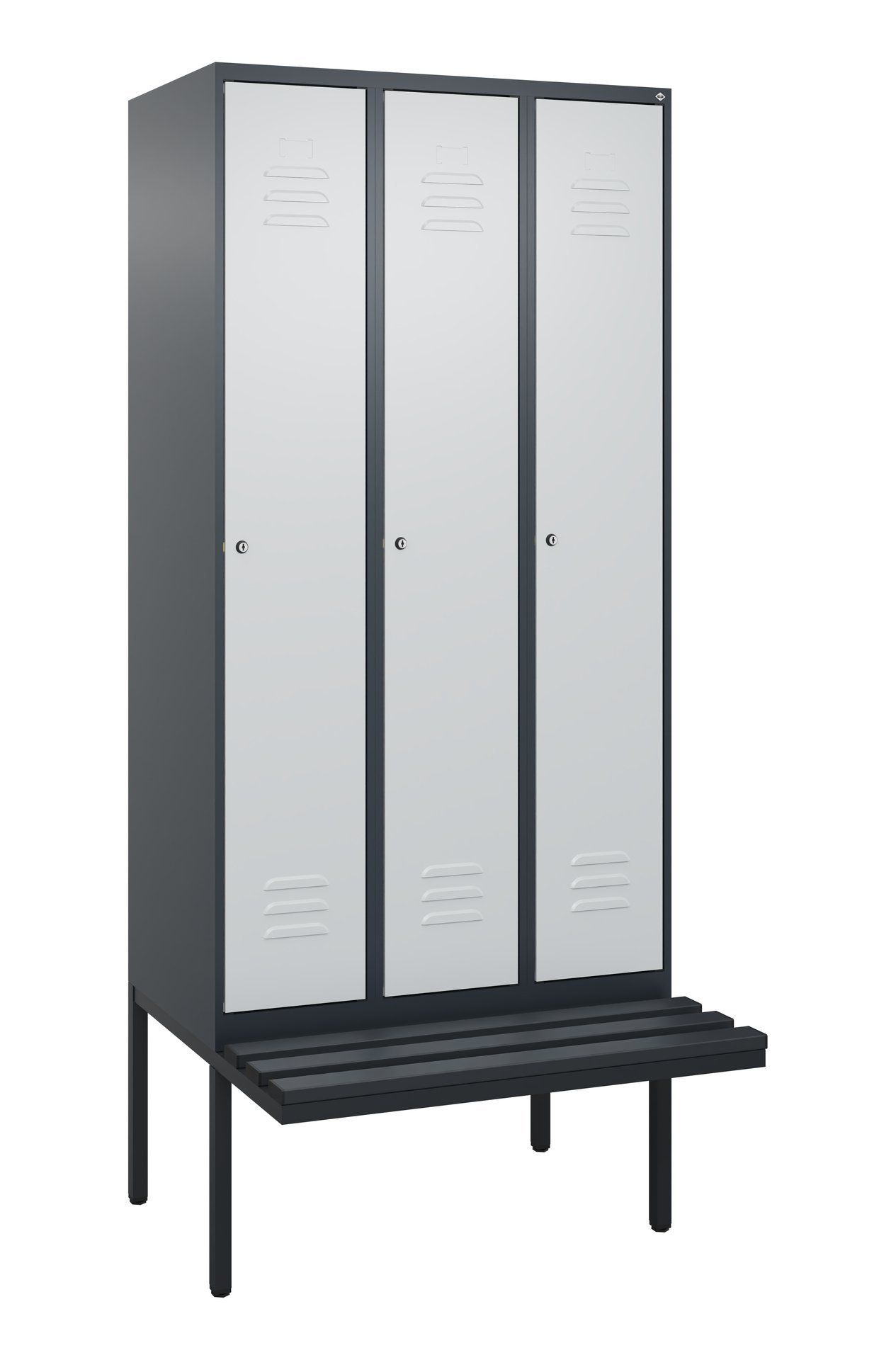 C+P Spind Classic PLUS, Bank, 3 Abteile, 2120x900x815mm, 7016/7035 Produktbild img2 L