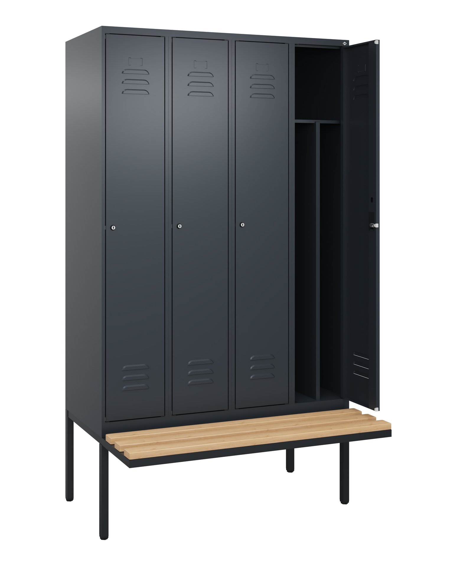 C+P Spind Classic PLUS, Bank, 4 Abteile, 2120x1200x815mm, 7016/7016 Produktbild img1 L