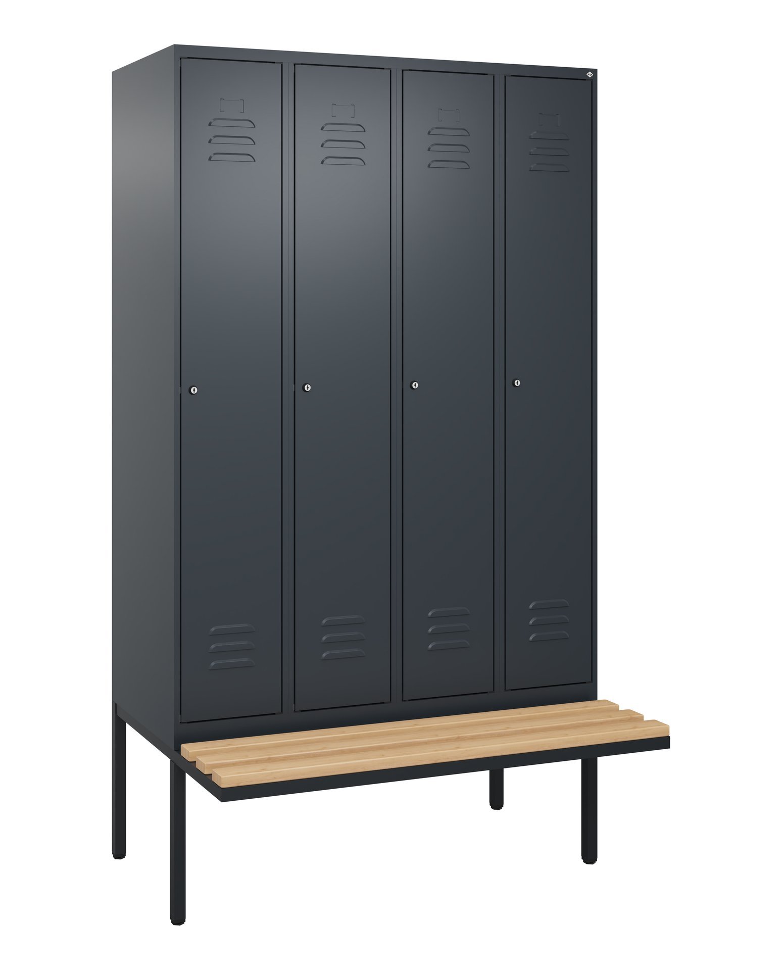 C+P Spind Classic PLUS, Bank, 4 Abteile, 2120x1200x815mm, 7016/7016 Produktbild img2 L