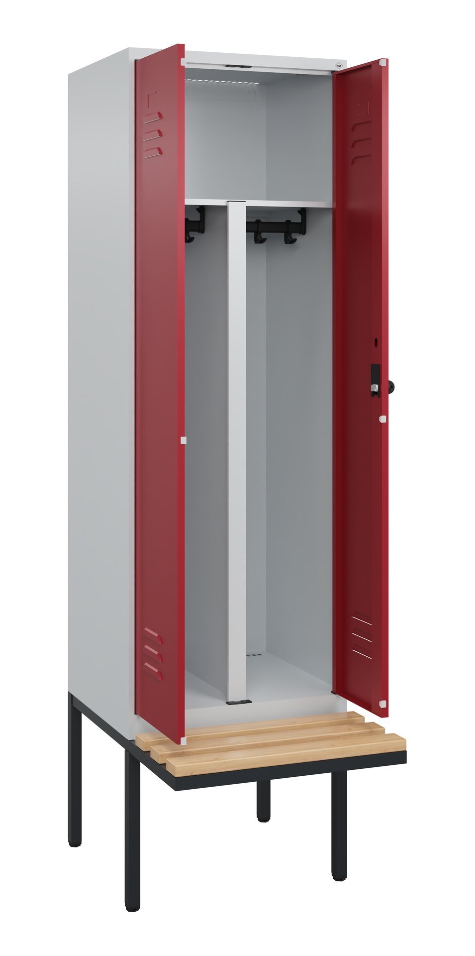C+P PSA Doppel-Spind Classic PLUS, Bank, 2 Abteile, 2120x600x815mm, 7035/3003 Produktbild img1 L