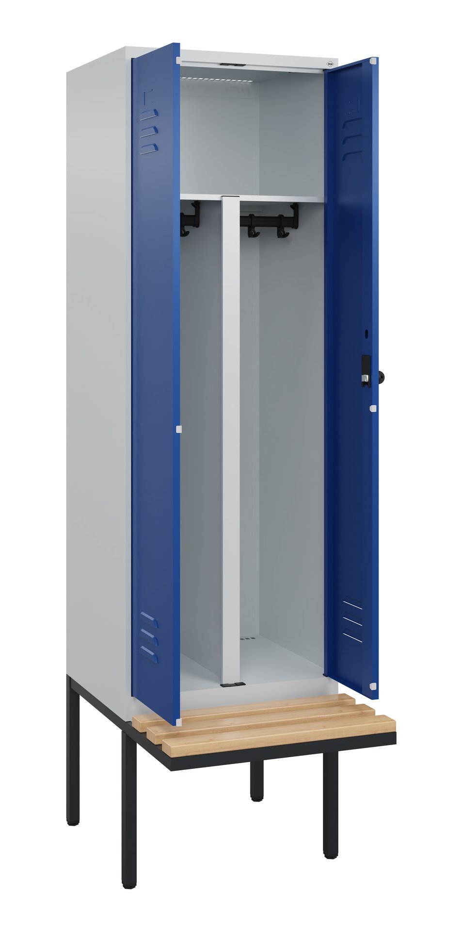 C+P PSA Doppel-Spind Classic PLUS, Bank, 2 Abteile, 2120x600x815mm, 7035/5010 Produktbild img1 L