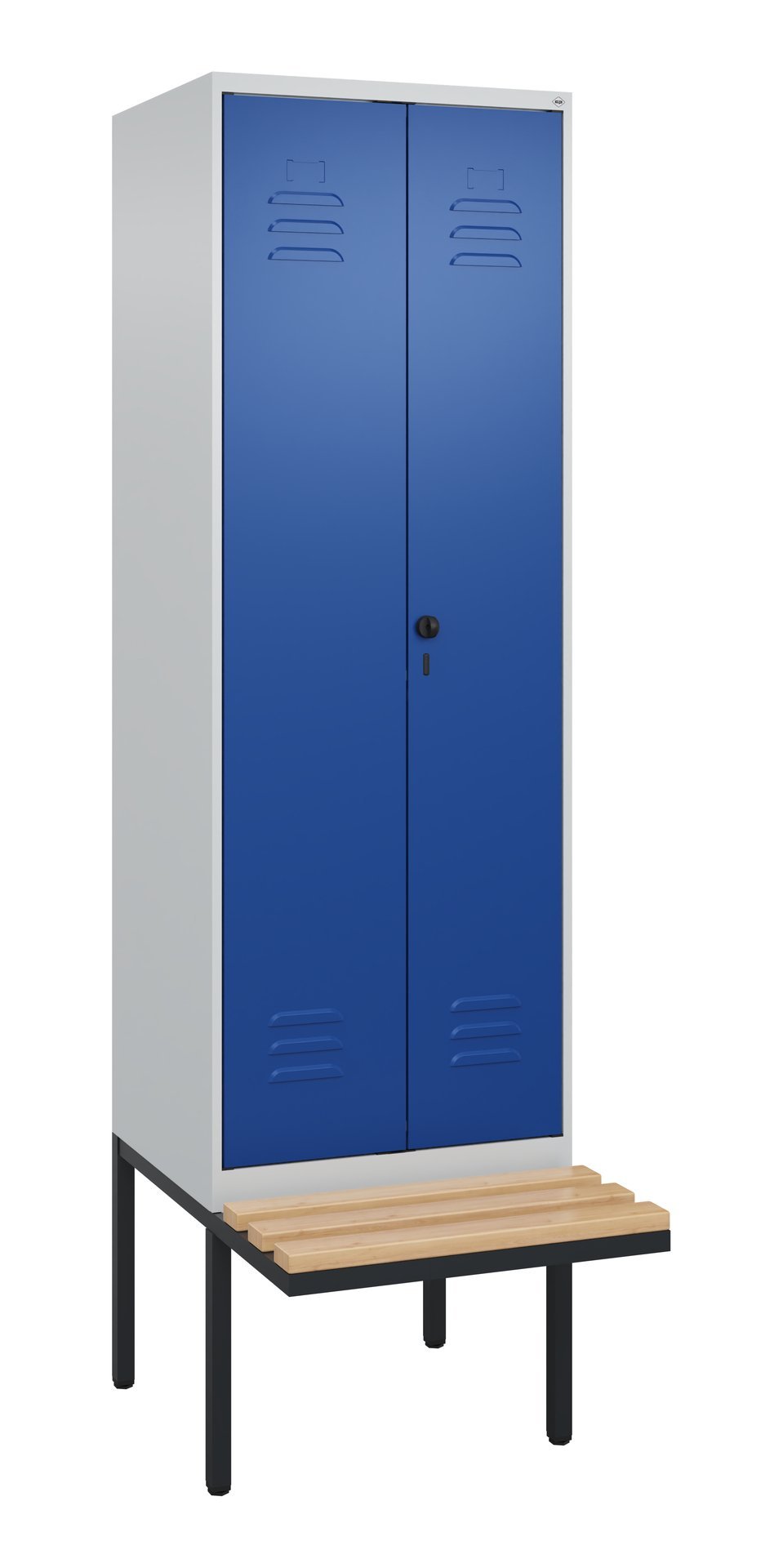C+P PSA Doppel-Spind Classic PLUS, Bank, 2 Abteile, 2120x600x815mm, 7035/5010 Produktbild img2 L