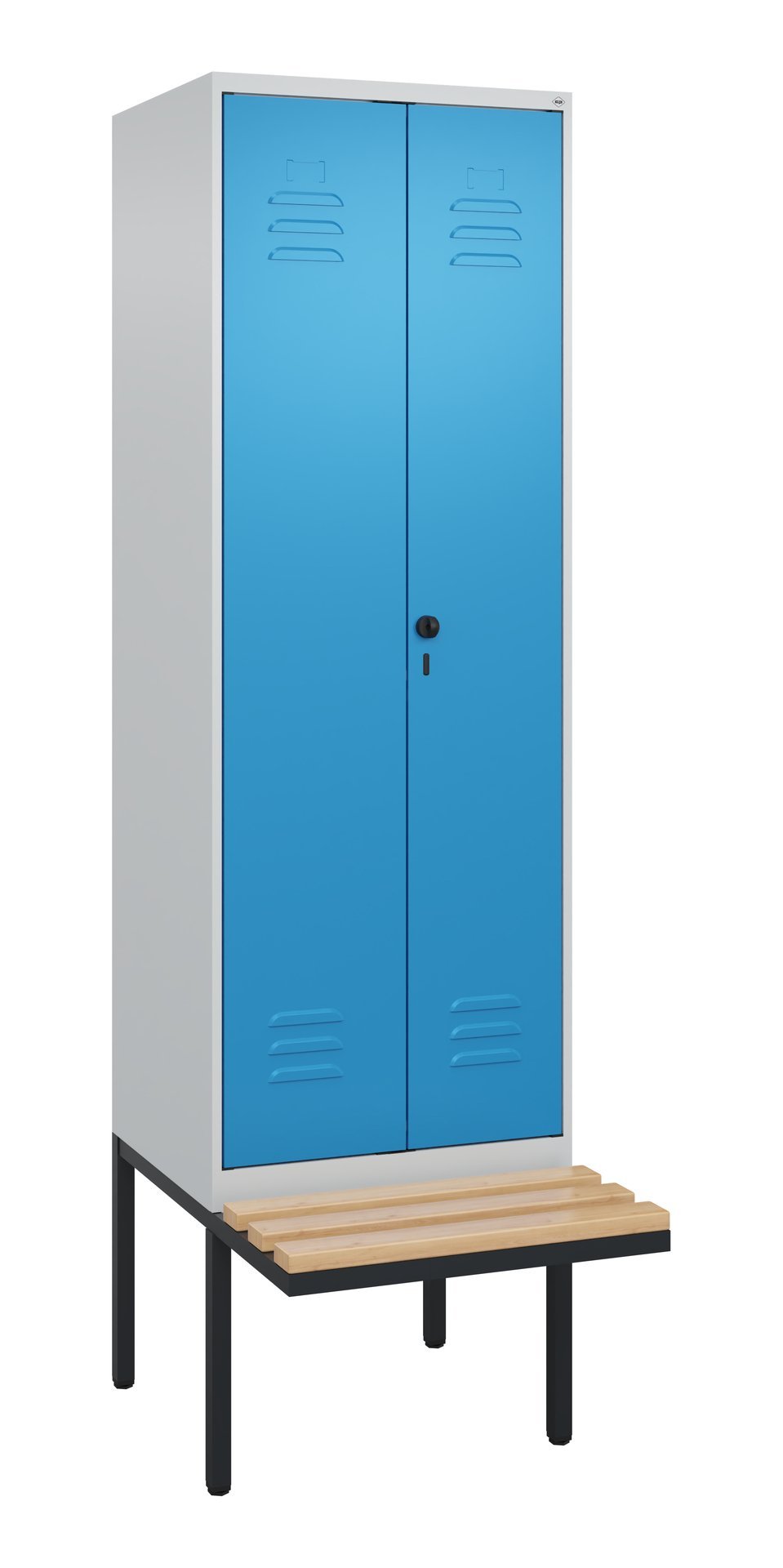 C+P PSA Doppel-Spind Classic PLUS, Bank, 2 Abteile, 2120x600x815mm, 7035/5012 Produktbild img2 L