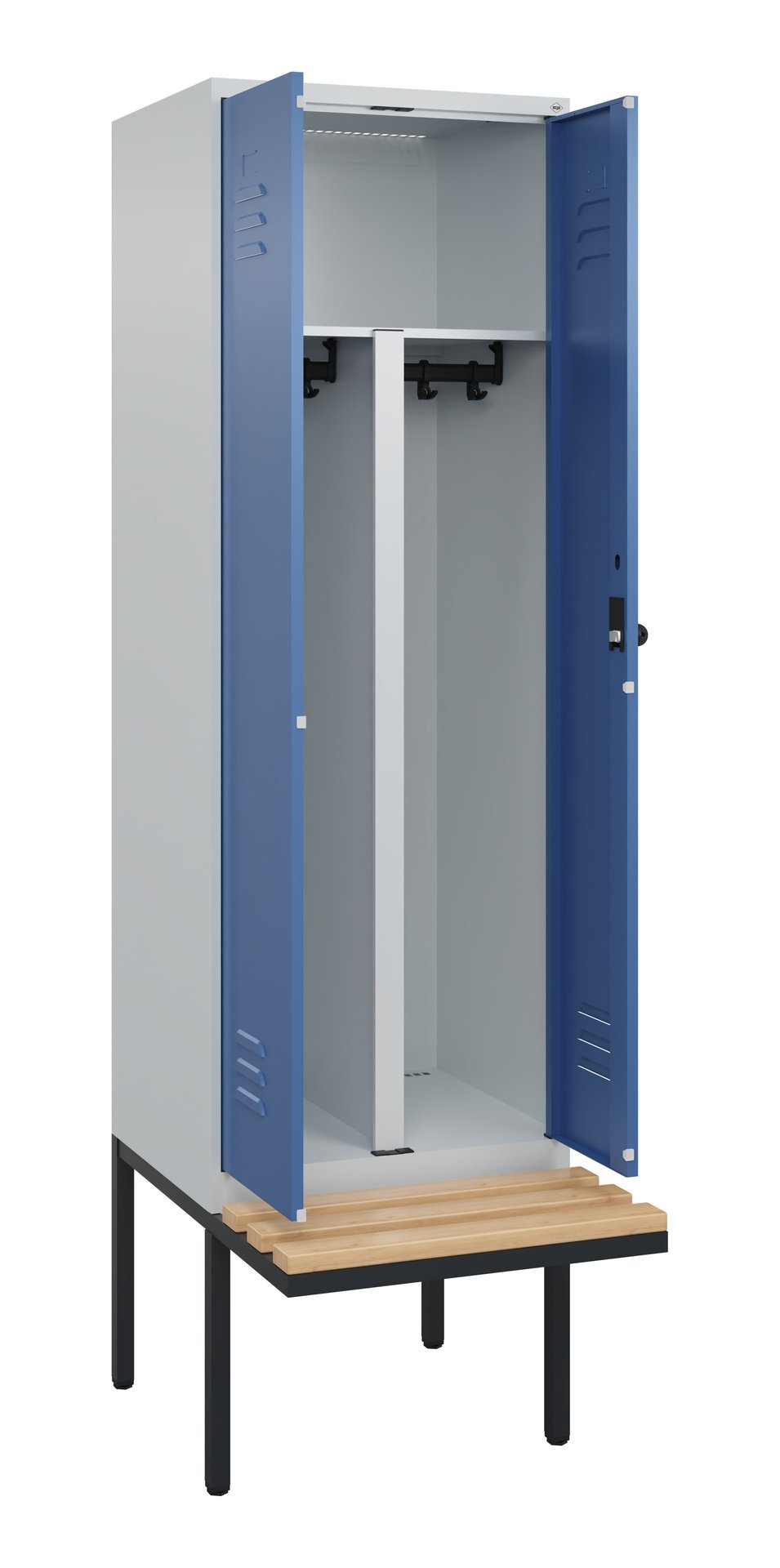 C+P PSA Doppel-Spind Classic PLUS, Bank, 2 Abteile, 2120x600x815mm, 7035/5023 Produktbild img1 L