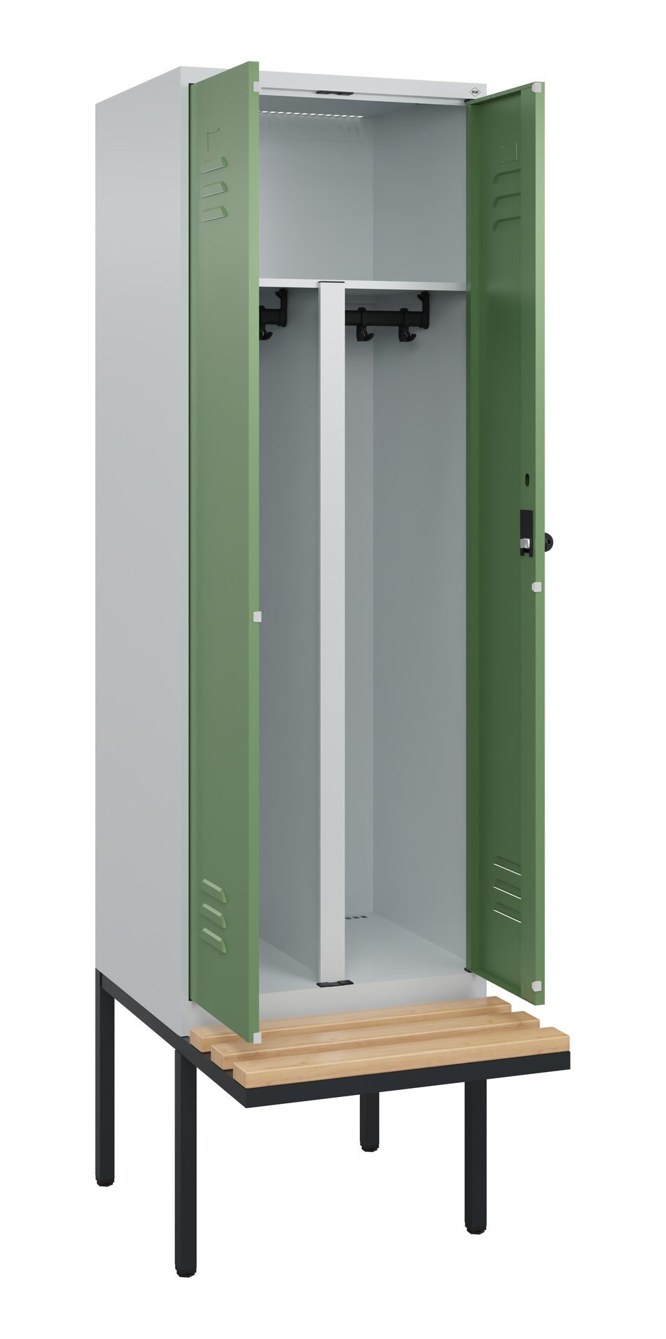 C+P PSA Doppel-Spind Classic PLUS, Bank, 2 Abteile, 2120x600x815mm, 7035/6011 Produktbild img1 L