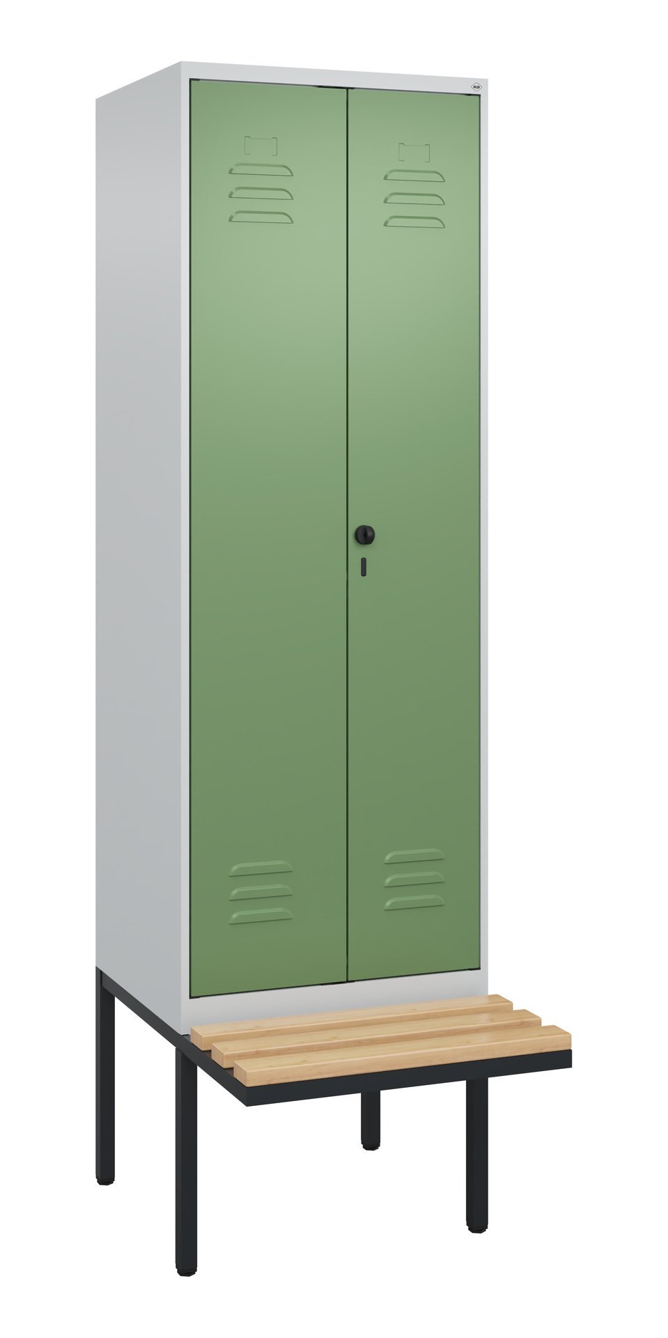 C+P PSA Doppel-Spind Classic PLUS, Bank, 2 Abteile, 2120x600x815mm, 7035/6011 Produktbild img2 L